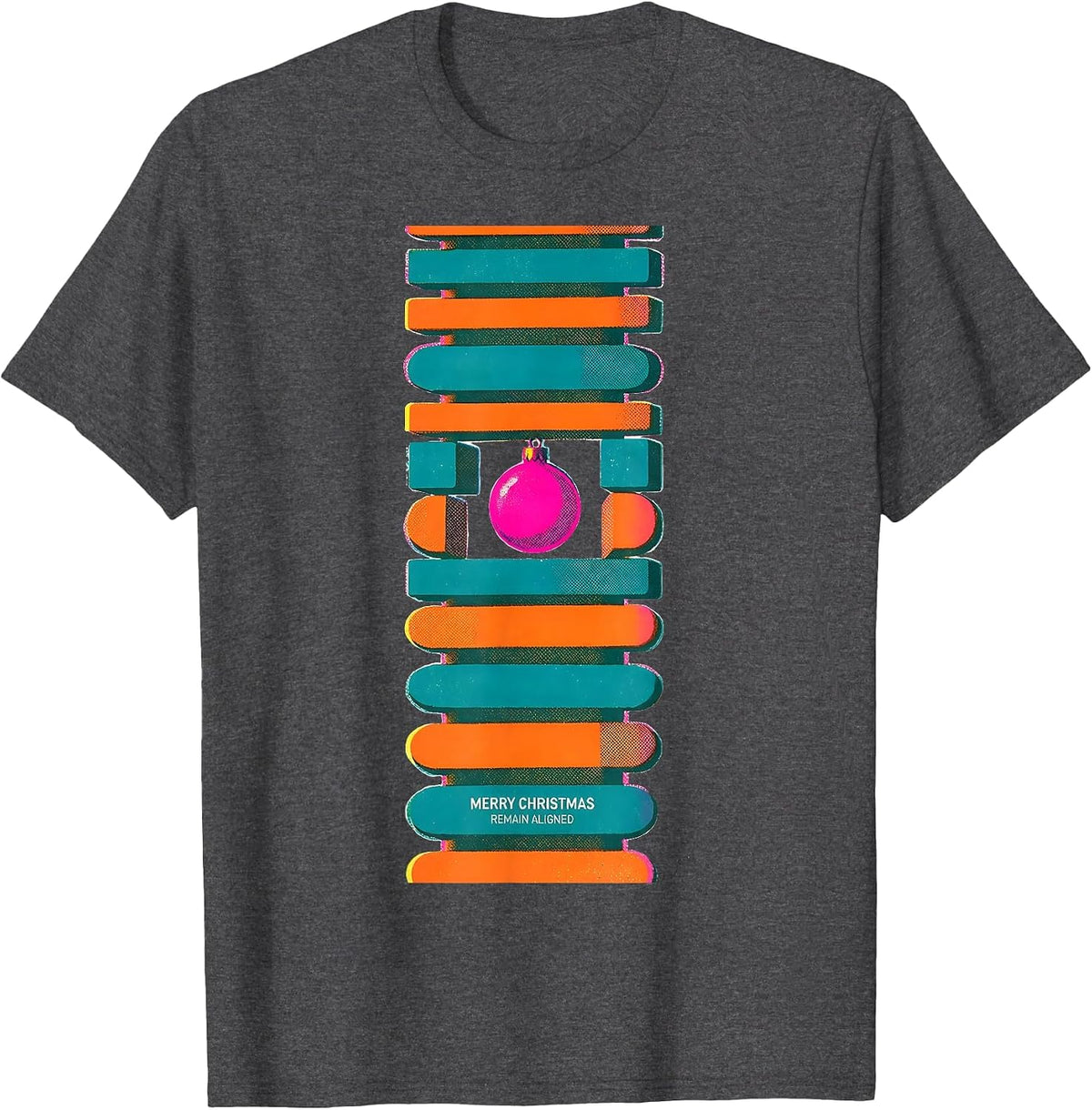 Men's Merry Christmas, Remain Aligned Funny Chiropractor Christmas T-Shirt - Dark Heather Grey
