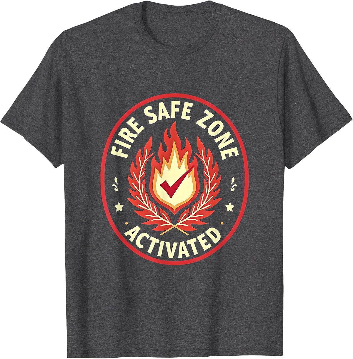 Fire Safe Zone Activated Fire Resistant Design T-Shirt - Dark Heather Grey