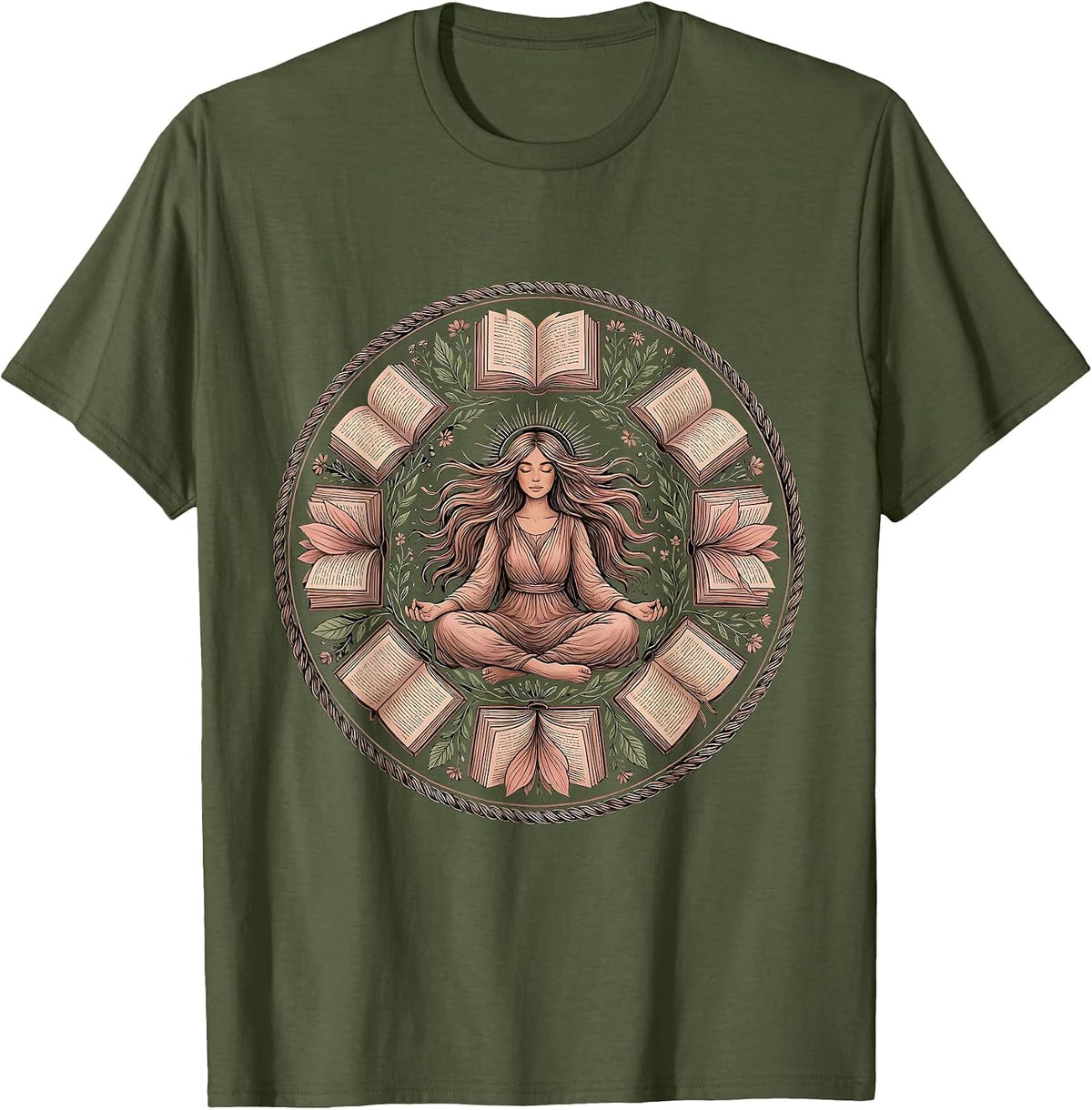 Autism Awareness Reader Girl Illustration T-Shirt - Olive Green