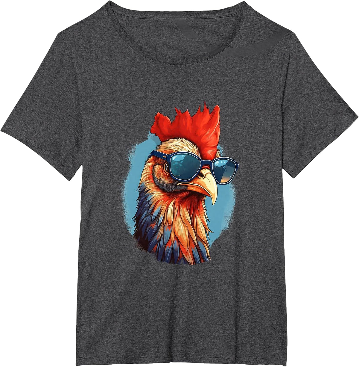 Vintage Rooster Chicken Sunglasses T-Shirt - Dark Heather Grey