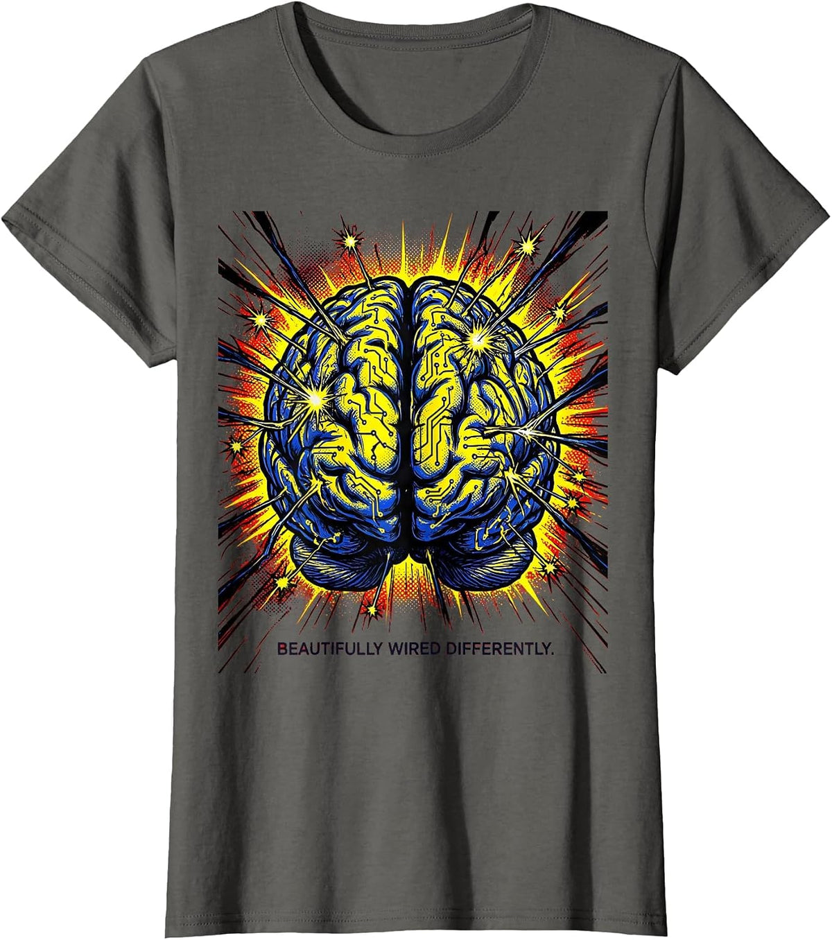 Women's Beautifully Wired Differently Neurodiversity Design T-Shirt - Asphalt Grey