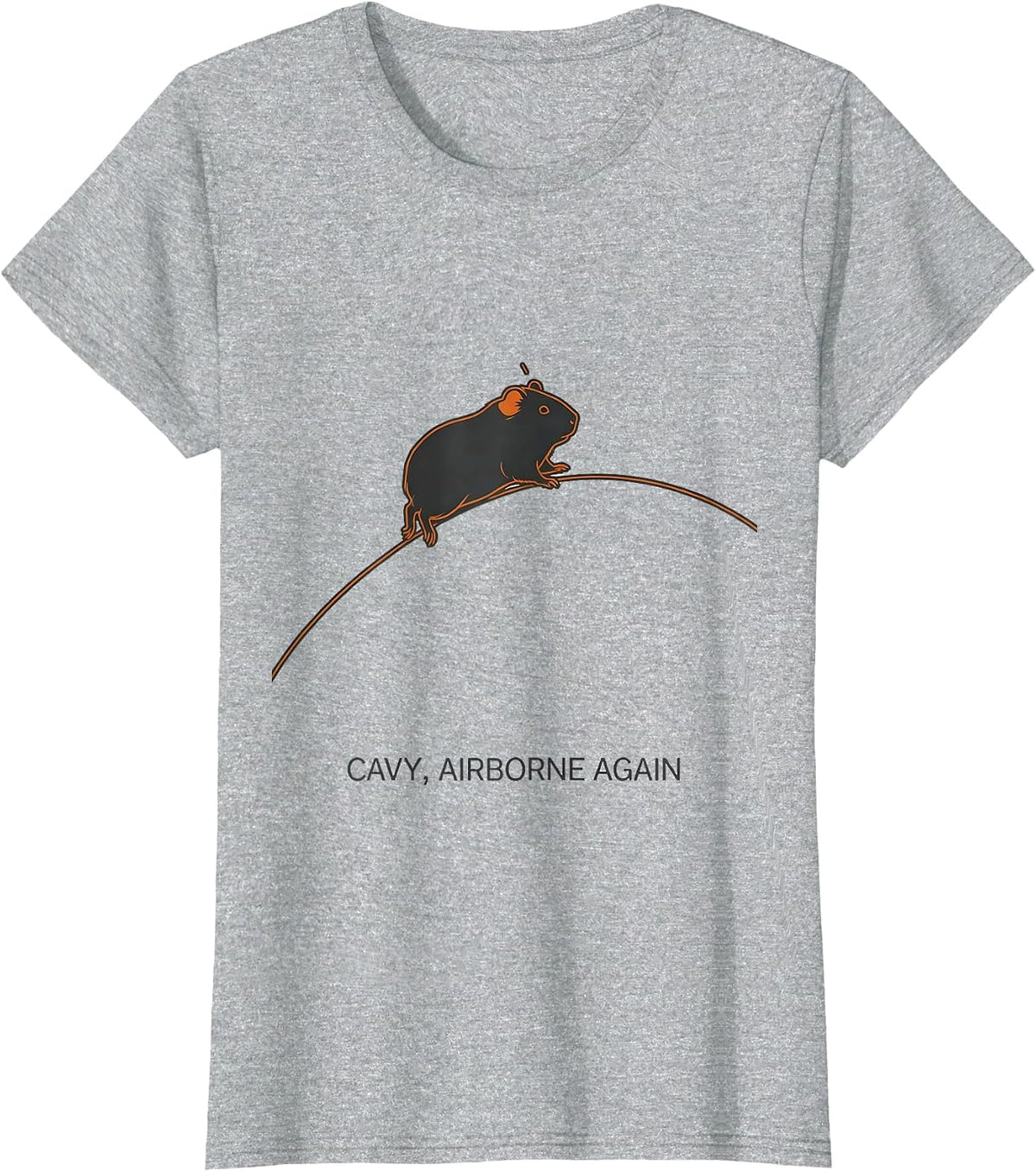 Cavy, Airborne Again Funny Guinea Pig Lover Gift T-Shirt - Heather Grey