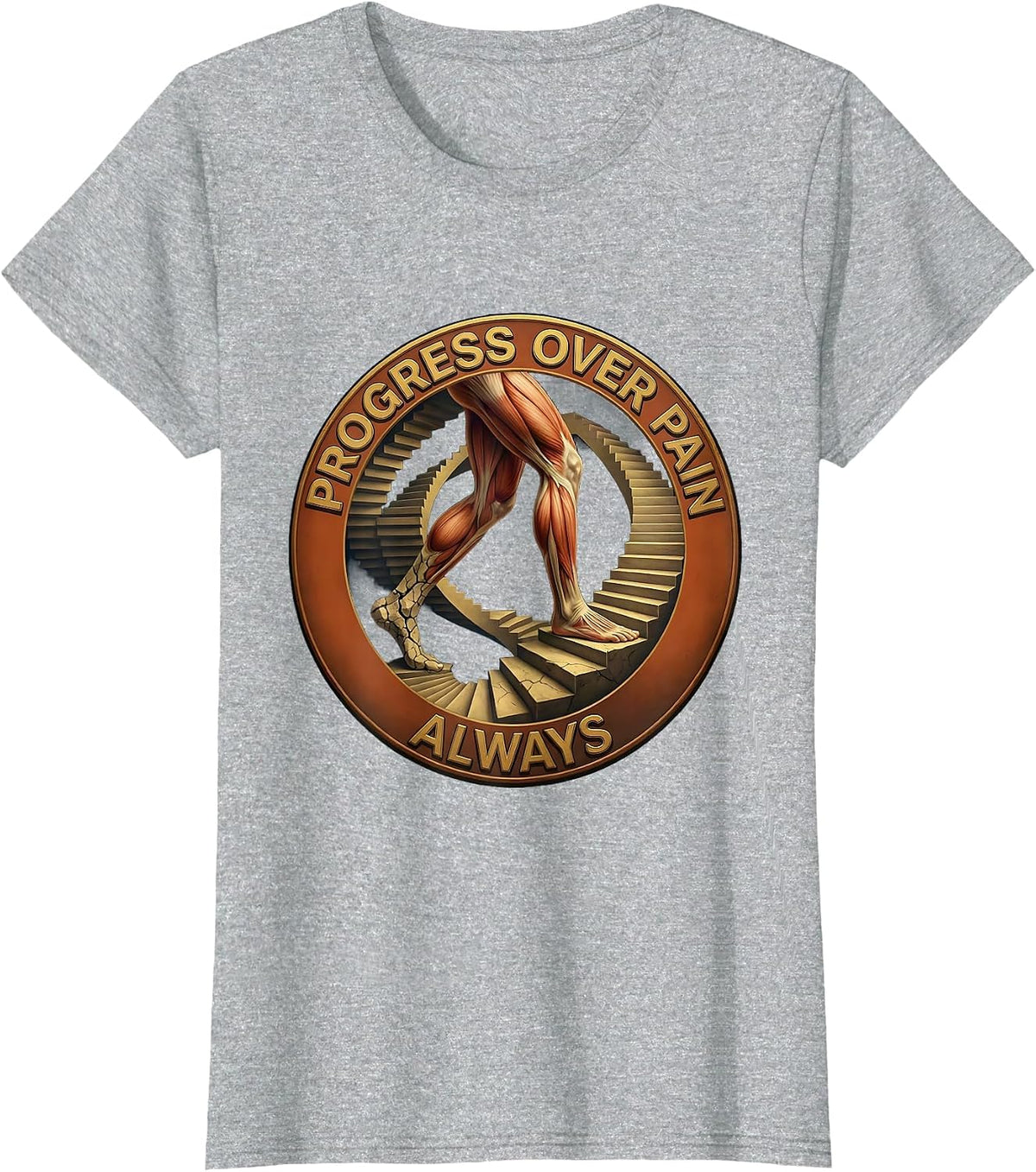 Women's Progress Over Pain Always Physical Therapy Design T-Shirt - Heather Grey
