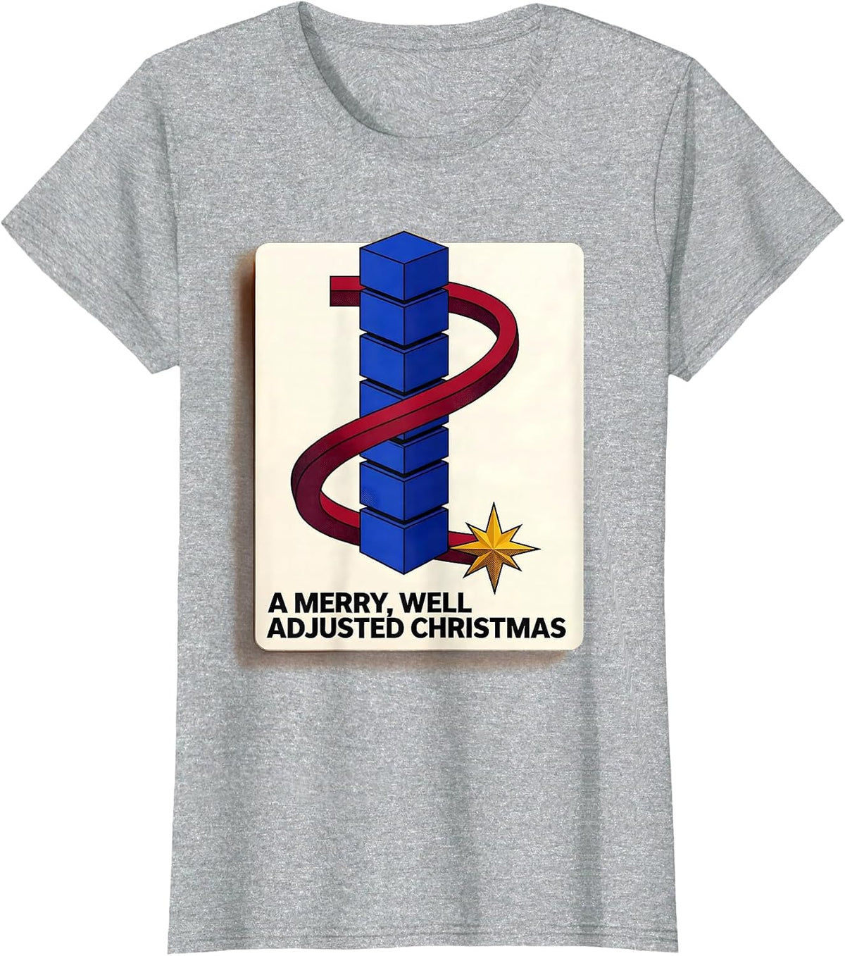 A Merry Well Adjusted Christmas Geometric Chiropractor Humor T-Shirt - Heather Grey