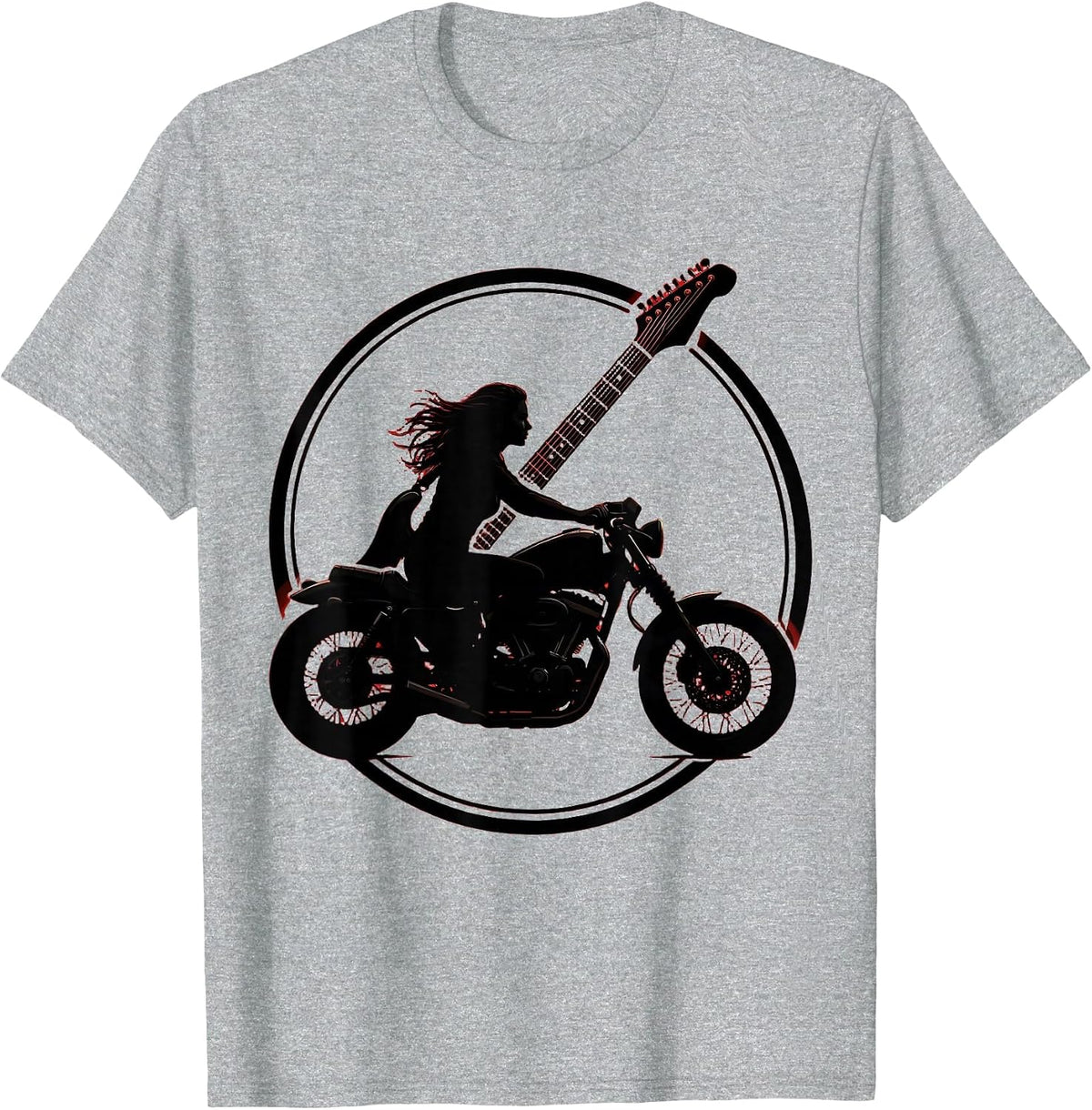 Men's Electric Guitar Motorcycle Rider Band Graphic T-Shirt - Heather Grey