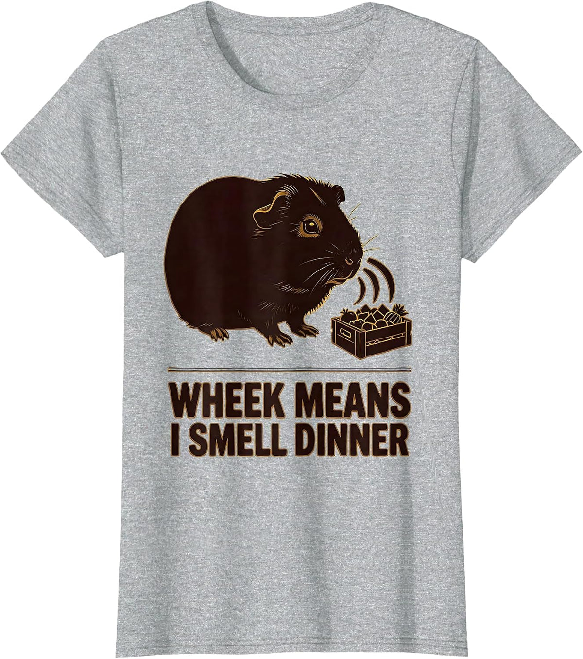 Wheek Means I Smell Dinner Funny Guinea Pig Lover Cavy Owner T-Shirt - Heather Grey