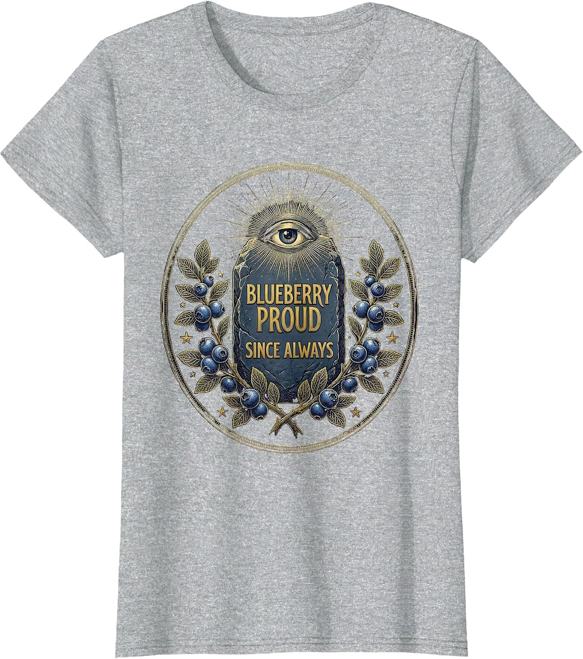 Blueberry Proud Since Always Red White Blue Design T-Shirt - Heather Grey