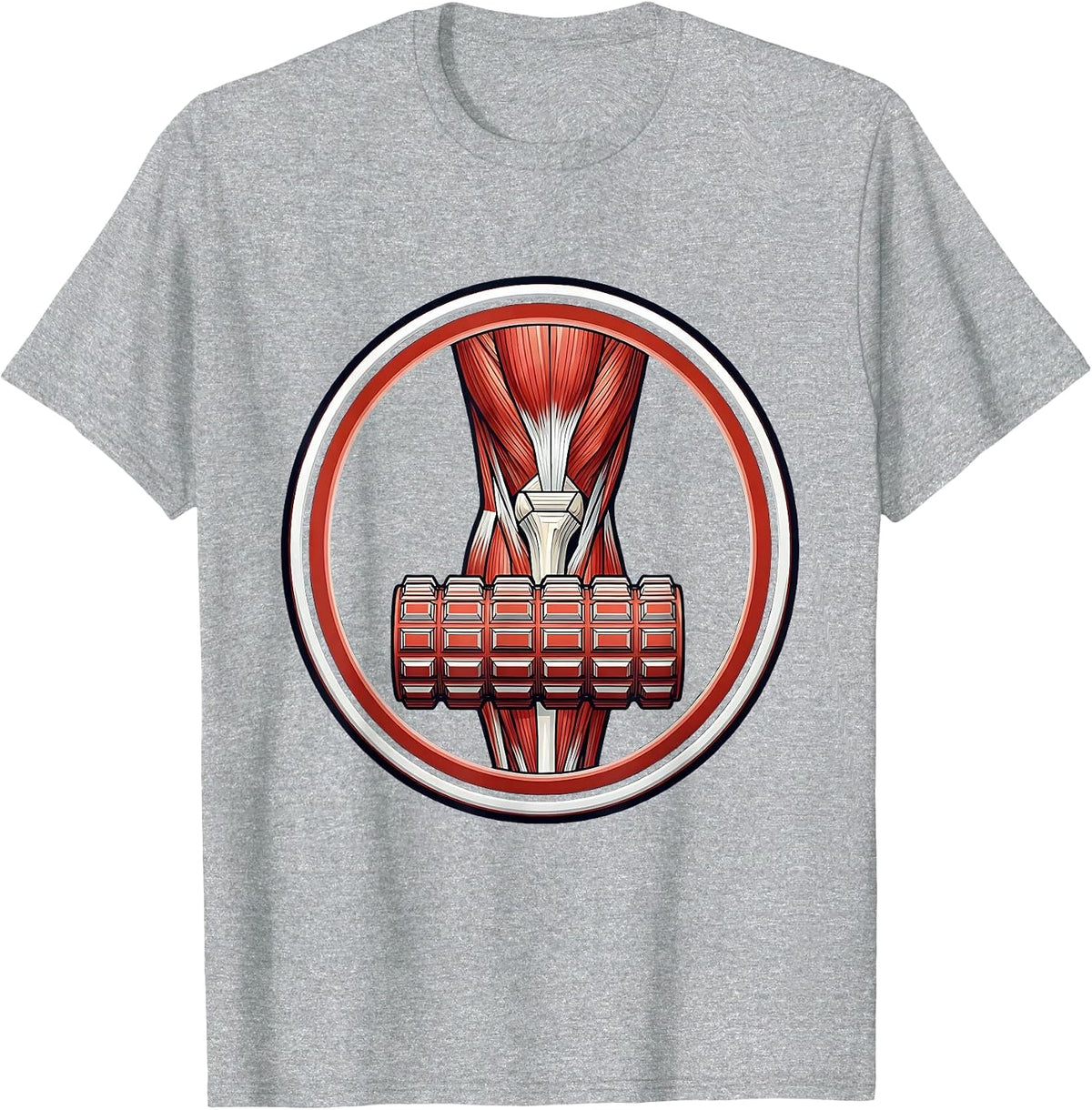 Men's Foam Roller Muscle Anatomy Physical Therapy Design T-Shirt - Heather Grey
