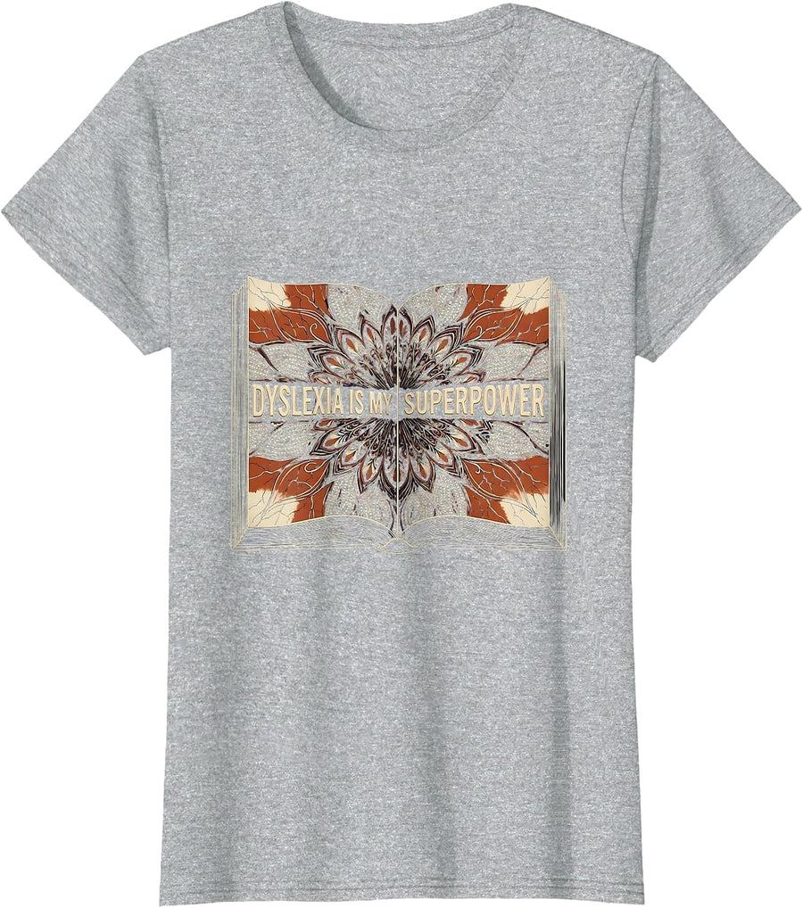 Dyslexia Is My Superpower Awareness Design T-Shirt - Heather Grey