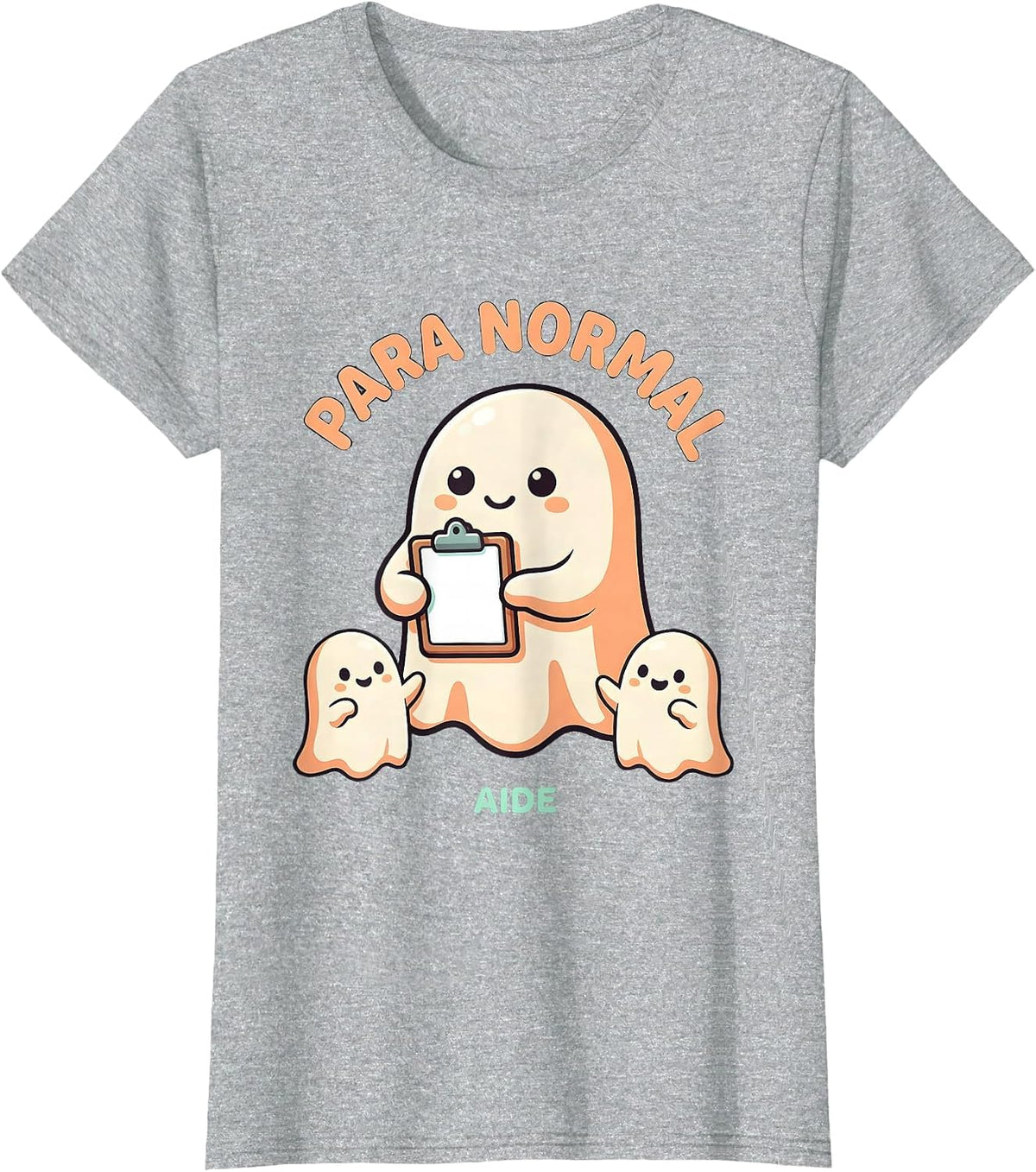 Para Normal Aide Cute Kawaii Ghost Halloween T-Shirt - Heather Grey