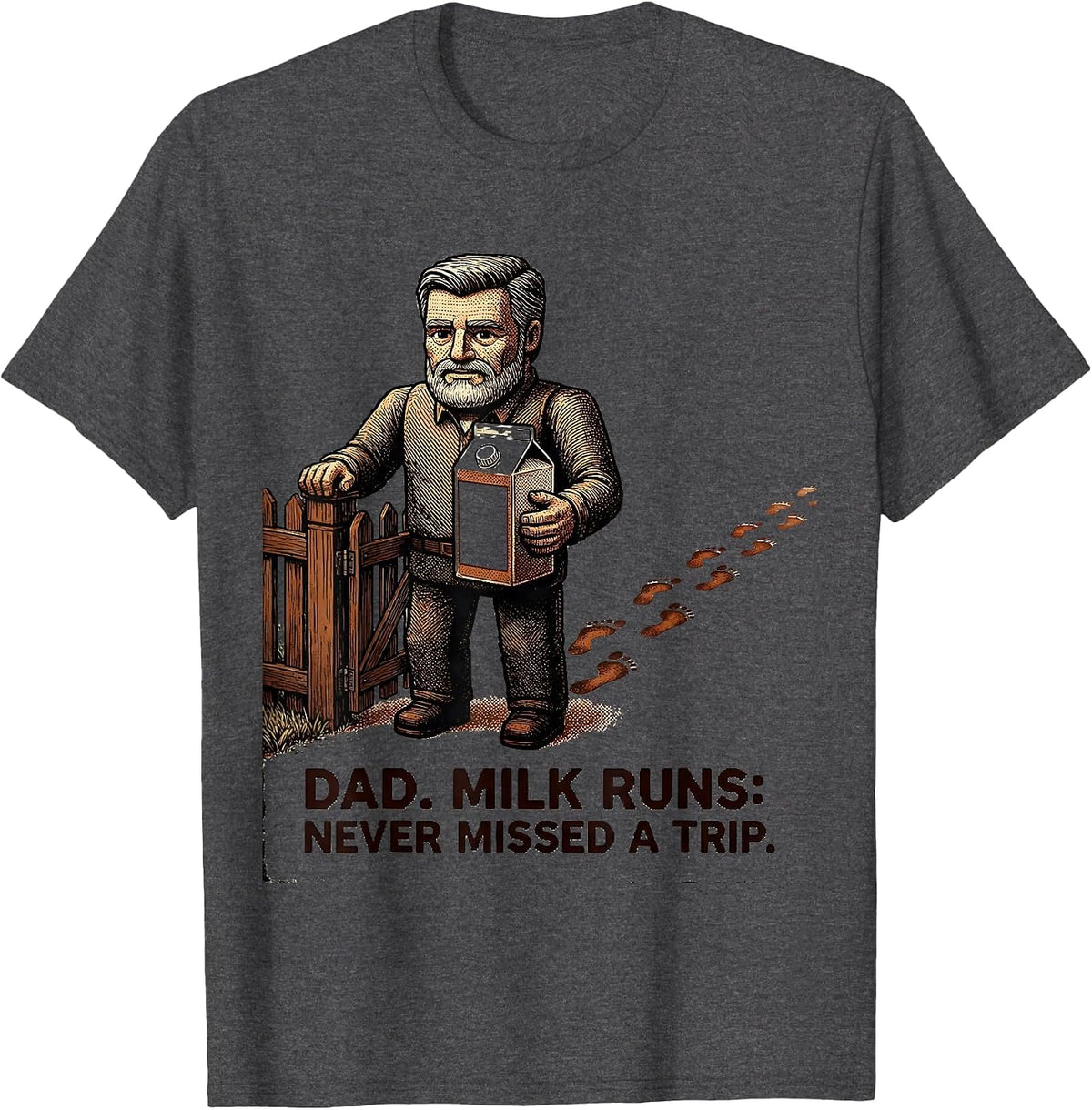 Men's Dad Milk Runs Never Missed A Trip Vintage Funny Dad Gift T-Shirt - Dark Heather Grey