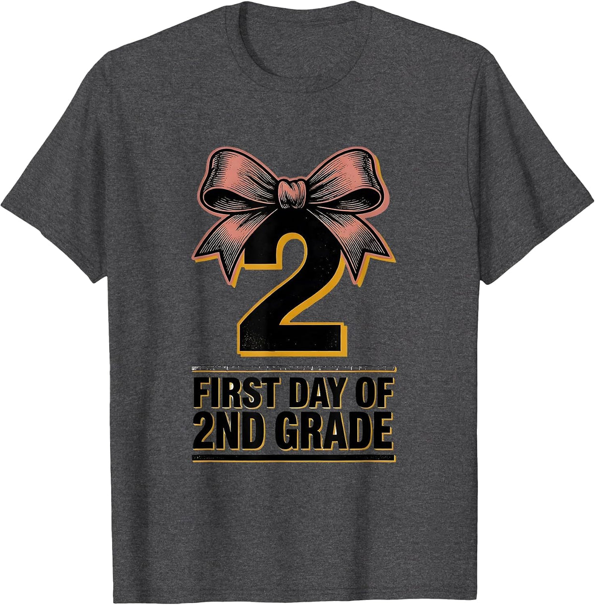 Men's First Day Of 2nd Grade Coquette Bow Back To School Girl T-Shirt - Dark Heather Grey