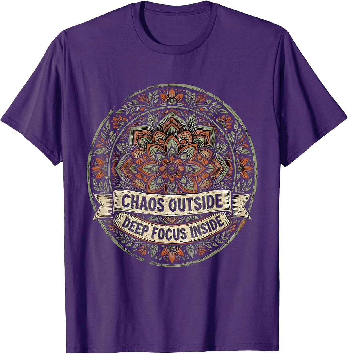 Men's Chaos Outside Deep Focus Inside Autism Design T-Shirt - Purple