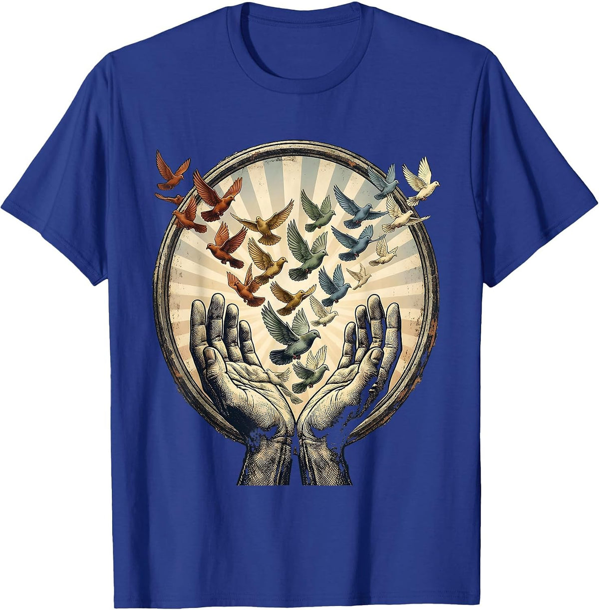 Men's Rainbow Doves Release LGBTQ Pride Graphic T-Shirt - Royal Blue