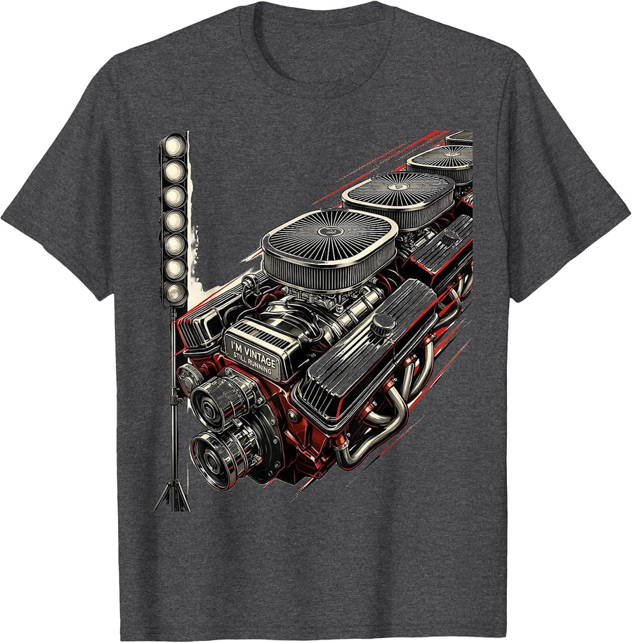 Men's I'm Vintage Still Running Futurist Dynamism Classic Car T-Shirt - Dark Heather Grey