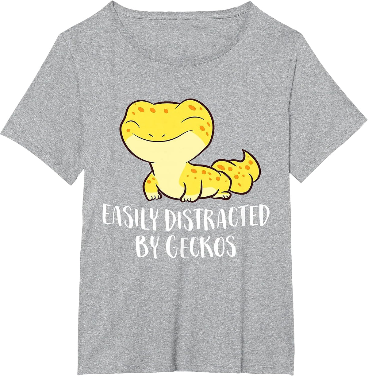 Easily Distracted By Geckos Cute Leopard Lizard Love Gecko T-Shirt - Heather Grey