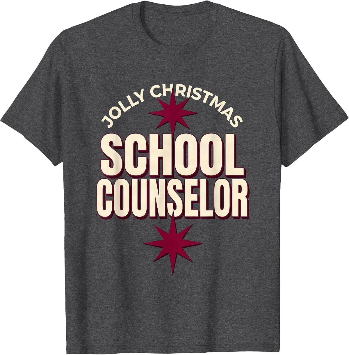 Jolly Christmas School Counselor Funny Holiday Staff Gift T-Shirt - Dark Heather Grey