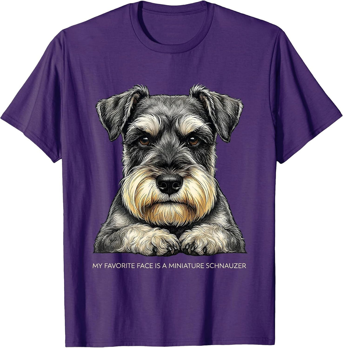 Men's My Favorite Face Is A Miniature Schnauzer Dog Lover T-Shirt - Purple