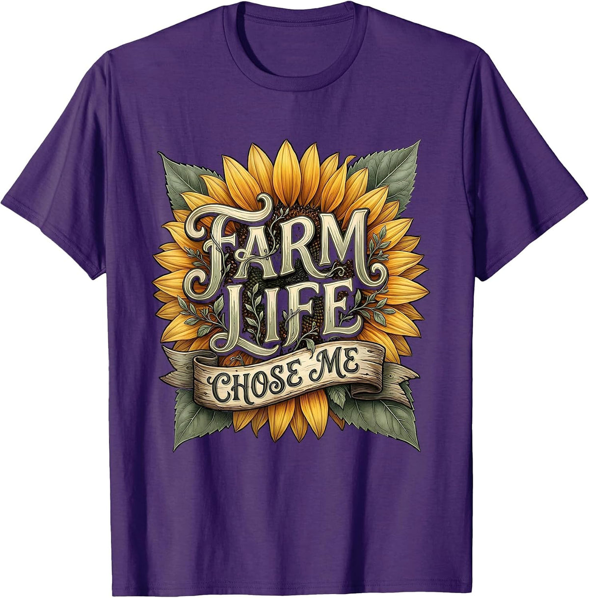 Men's Farm Life Chose Me Rustic Country Design T-Shirt - Purple