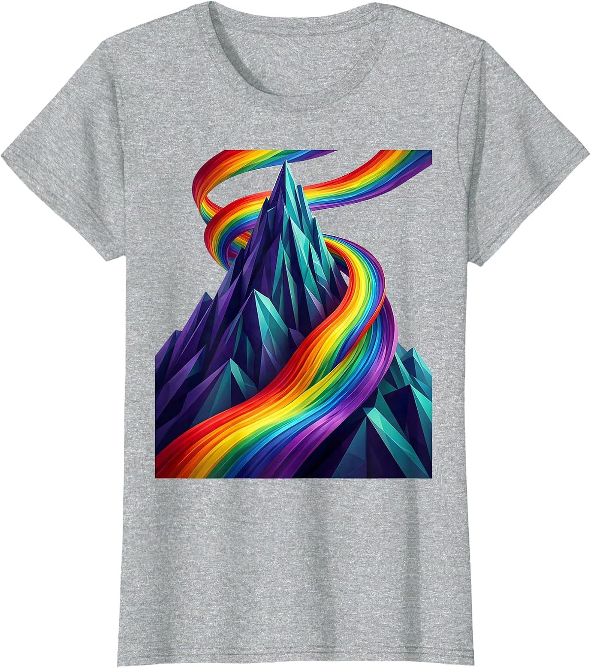Autism Awareness Mountain Peak Ribbon Colors T-Shirt - Heather Grey