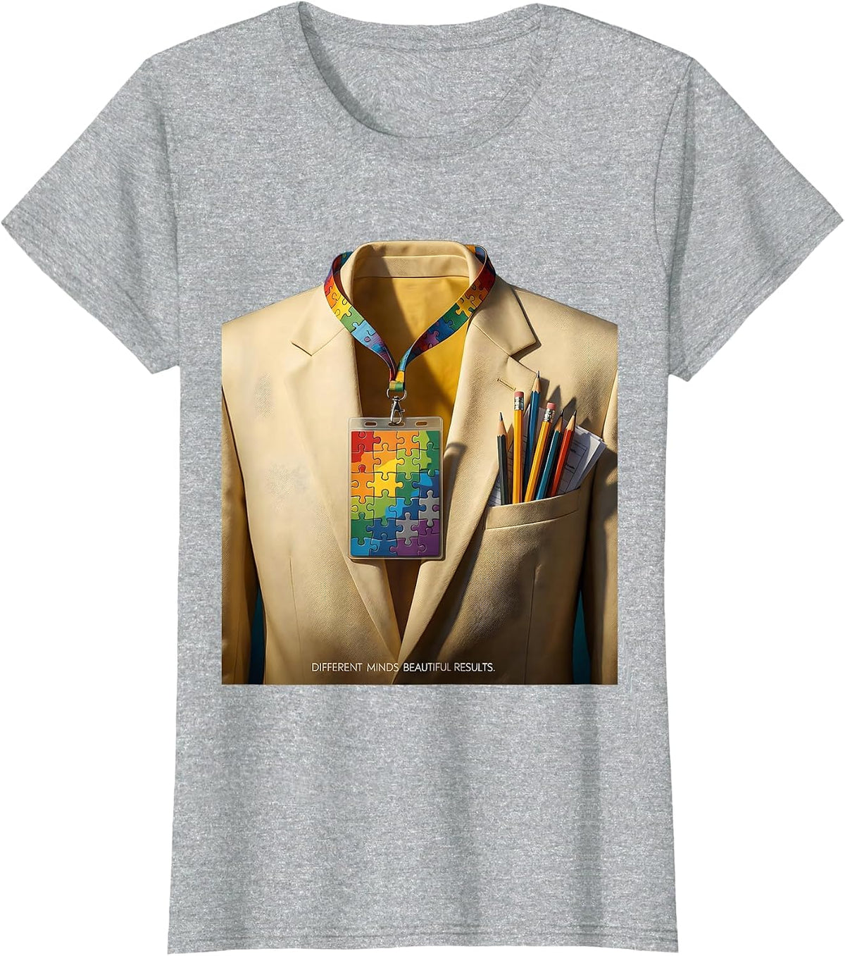 Different Minds Beautiful Results Sped Teacher Design T-Shirt - Heather Grey