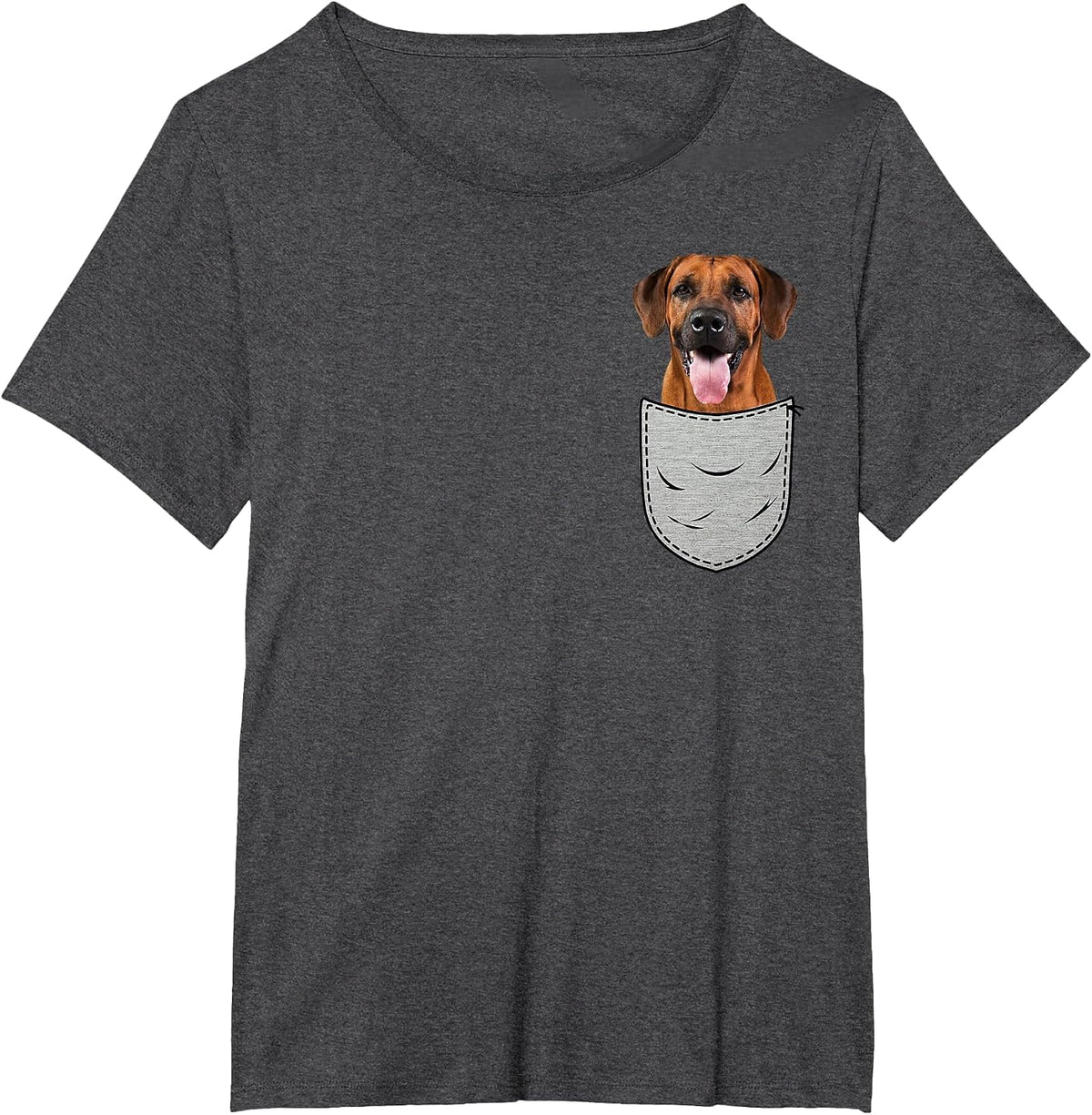 Rhodesian Ridgeback Chest Bag Pocket Dog Owners T-Shirt - Dark Heather Grey