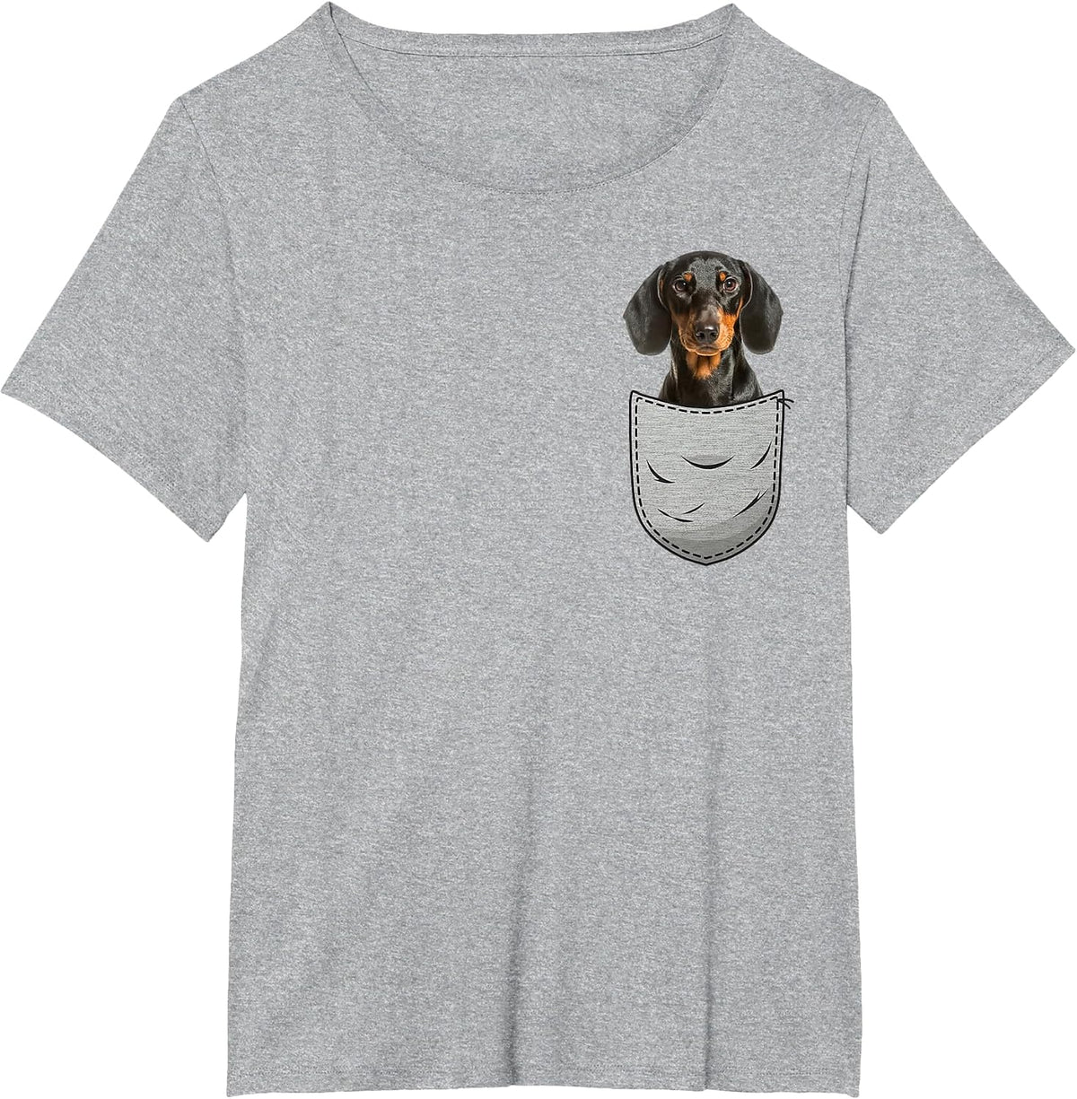 Dachshund Cap Dachshund Chest Bag Pocket Dog Owners T-Shirt - Heather Grey