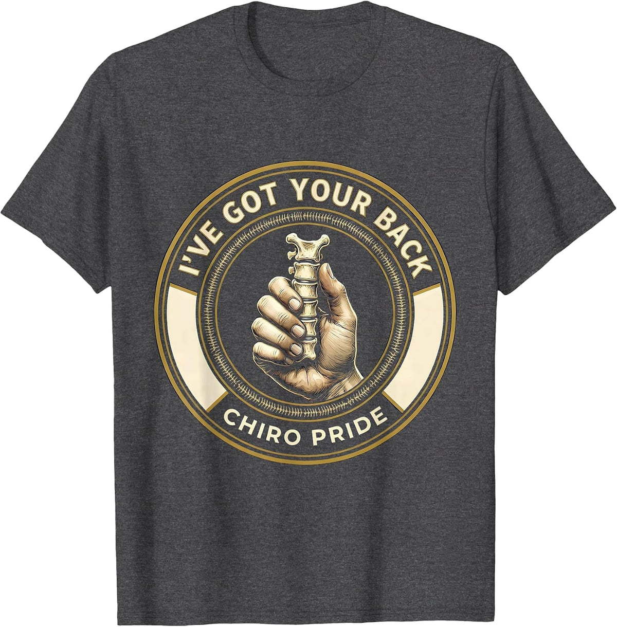 Vertebra Grip Chiropractor Humor Occupational Pun T-Shirt - Dark Heather Grey
