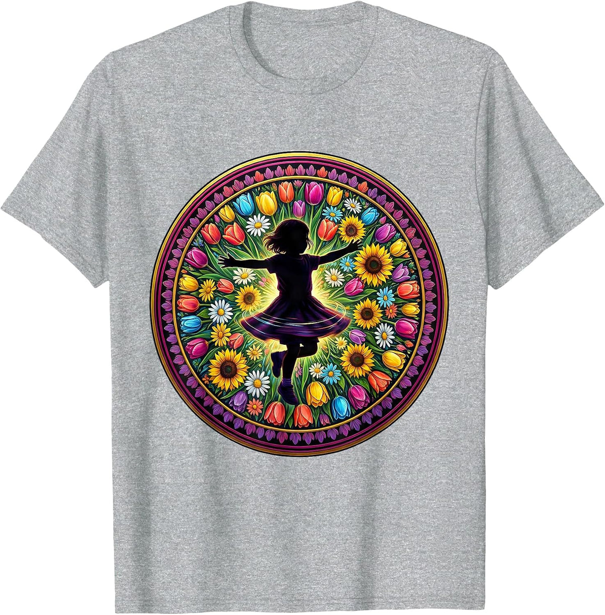 Men's Autism Awareness Joyful Child Spinning in Flowers T-Shirt - Heather Grey