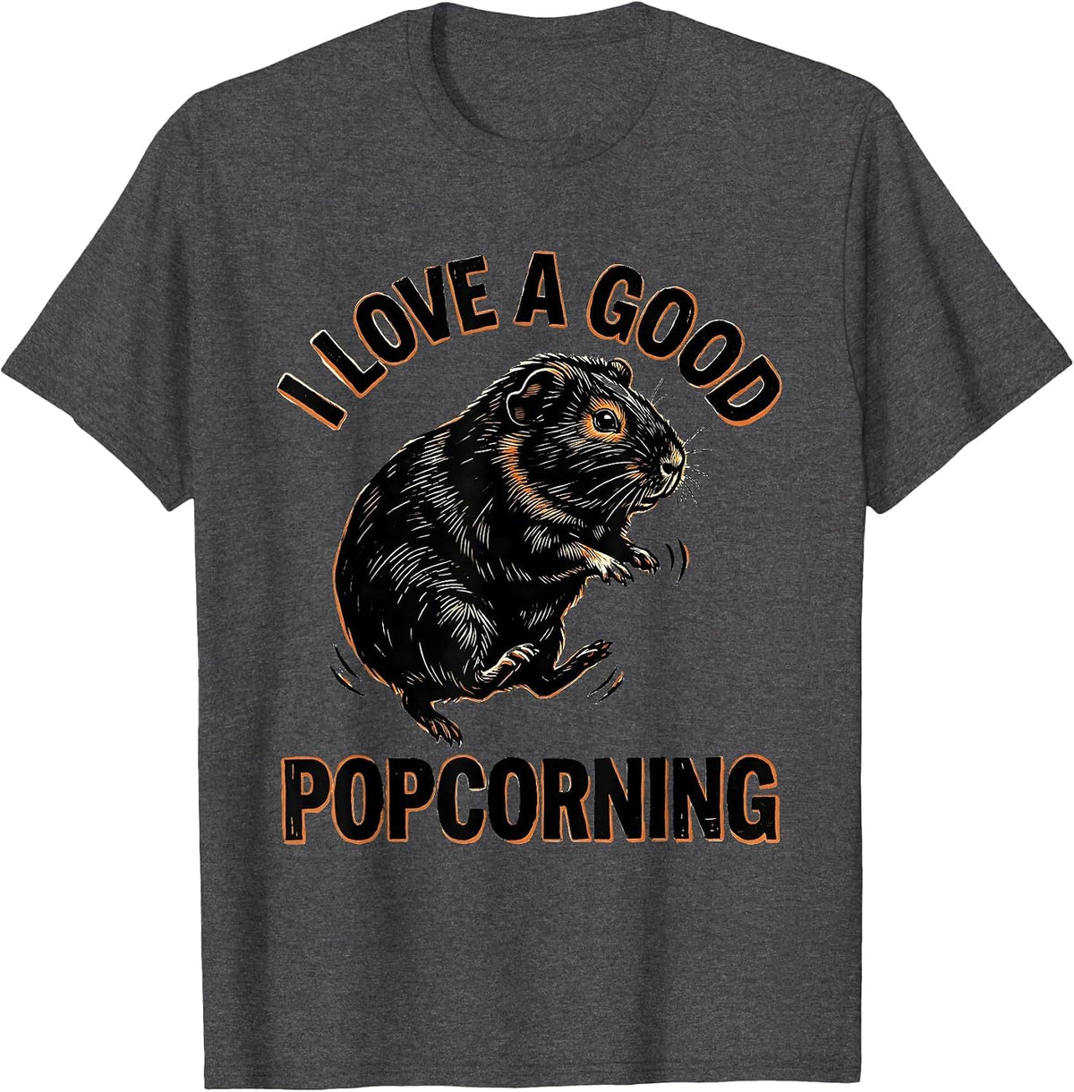 Men's I Love A Good Popcorning Cute Guinea Pig Pet Lover Humor T-Shirt - Dark Heather Grey
