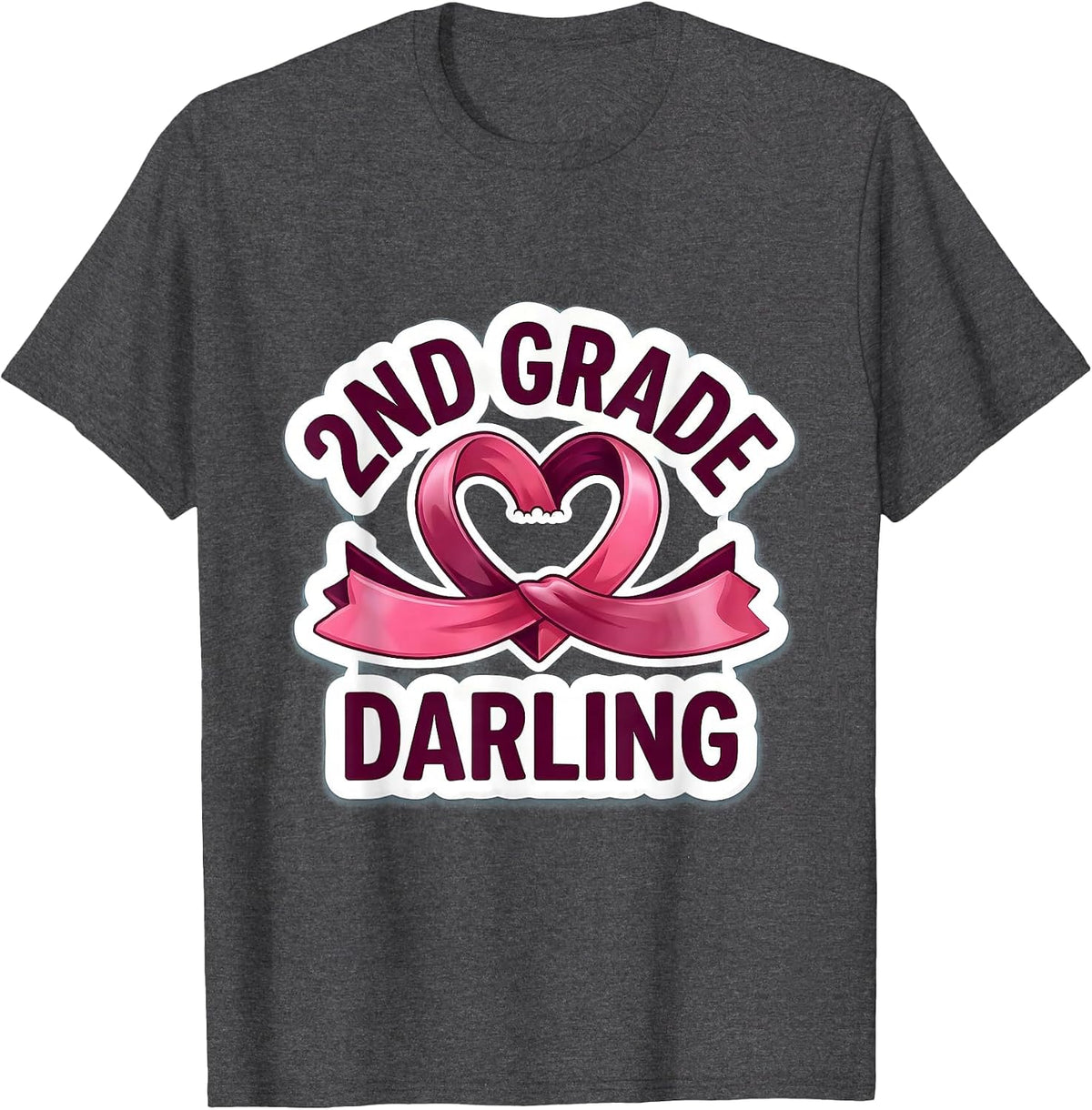 2nd Grade Darling Coquette Bow Back to School Second Grade T-Shirt - Dark Heather Grey