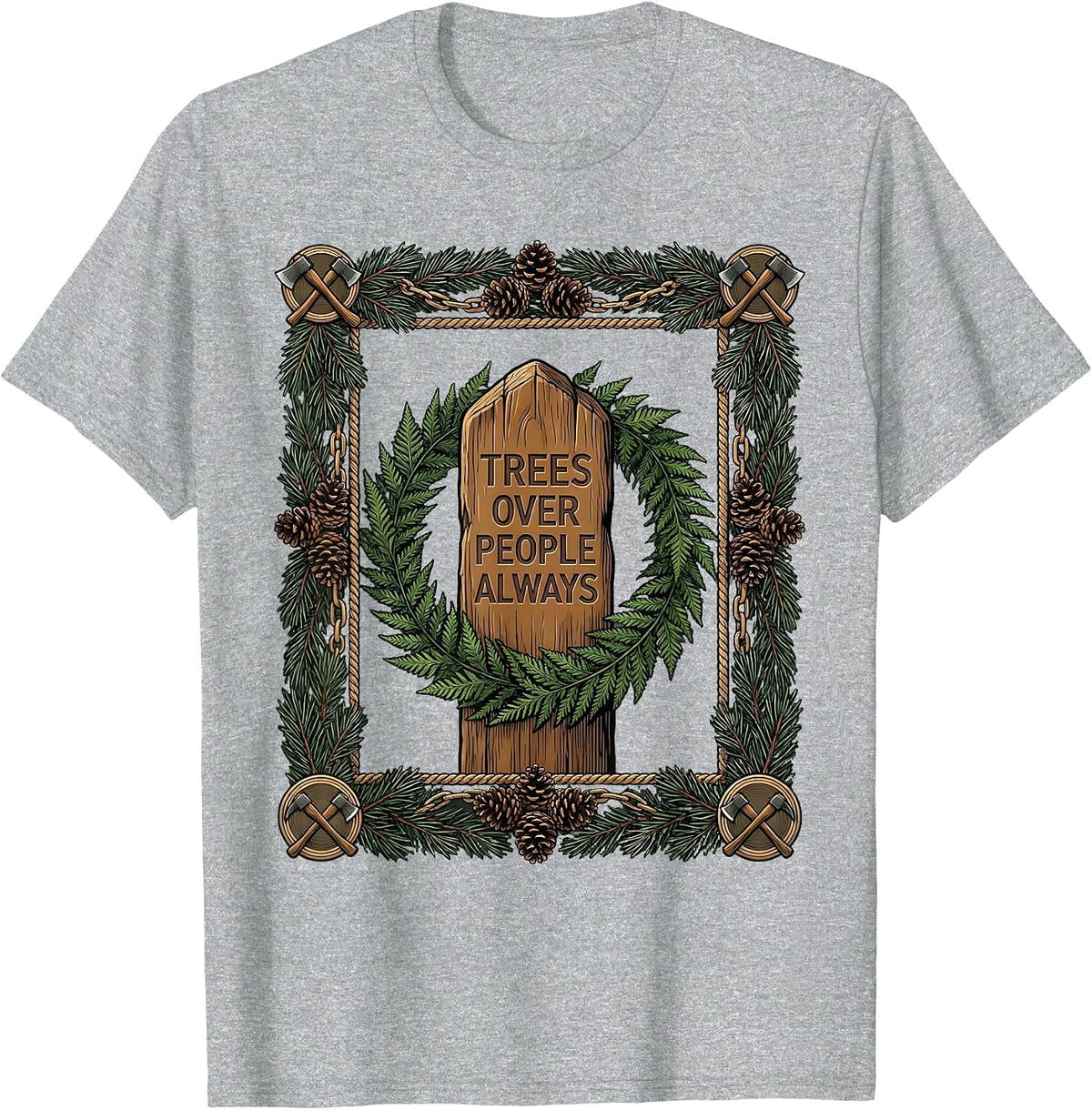 Men's Trees Over People Always Camping Nature Design T-Shirt - Heather Grey