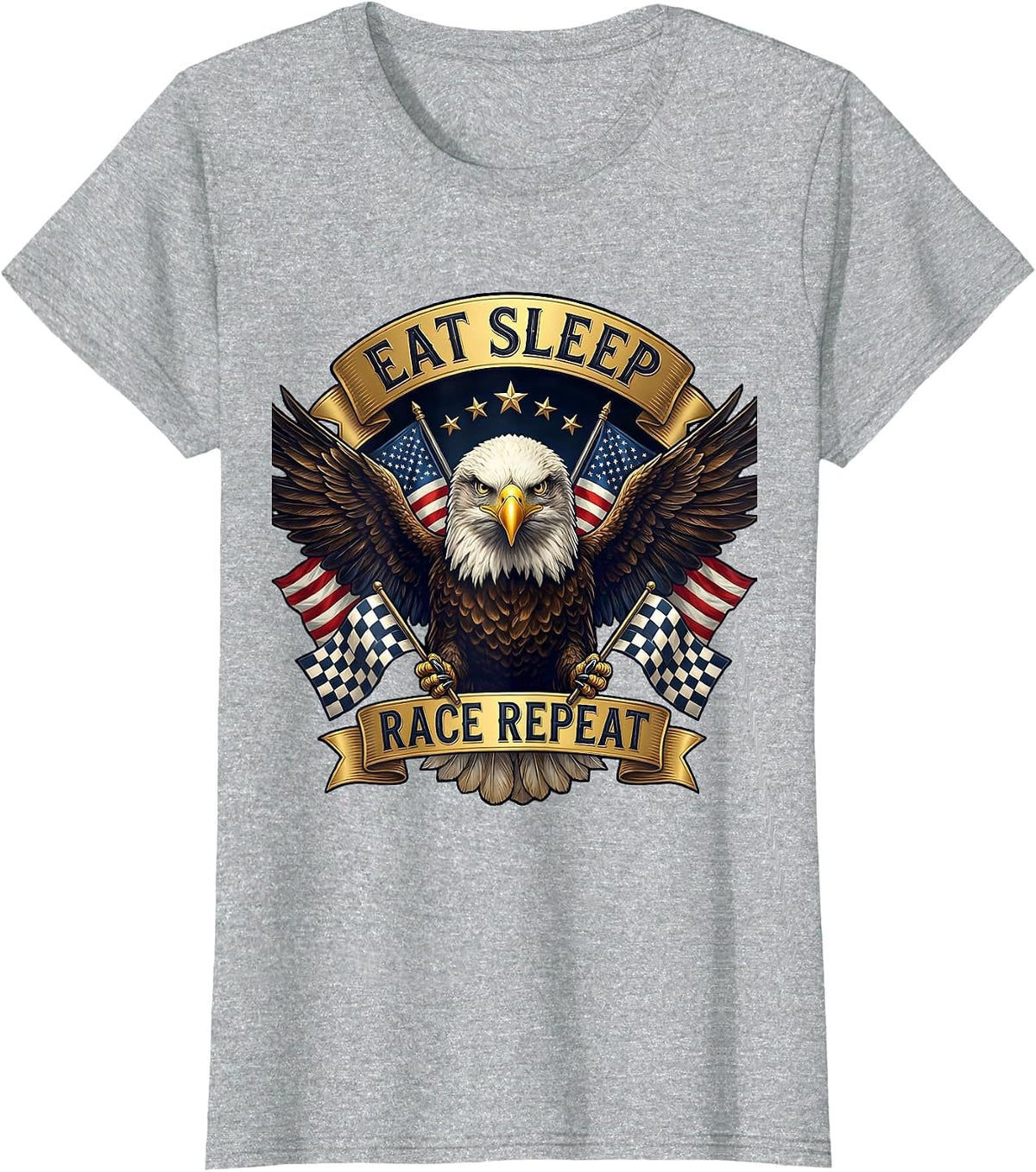 Eat Sleep Race Repeat Racing Enthusiast Design T-Shirt - Heather Grey
