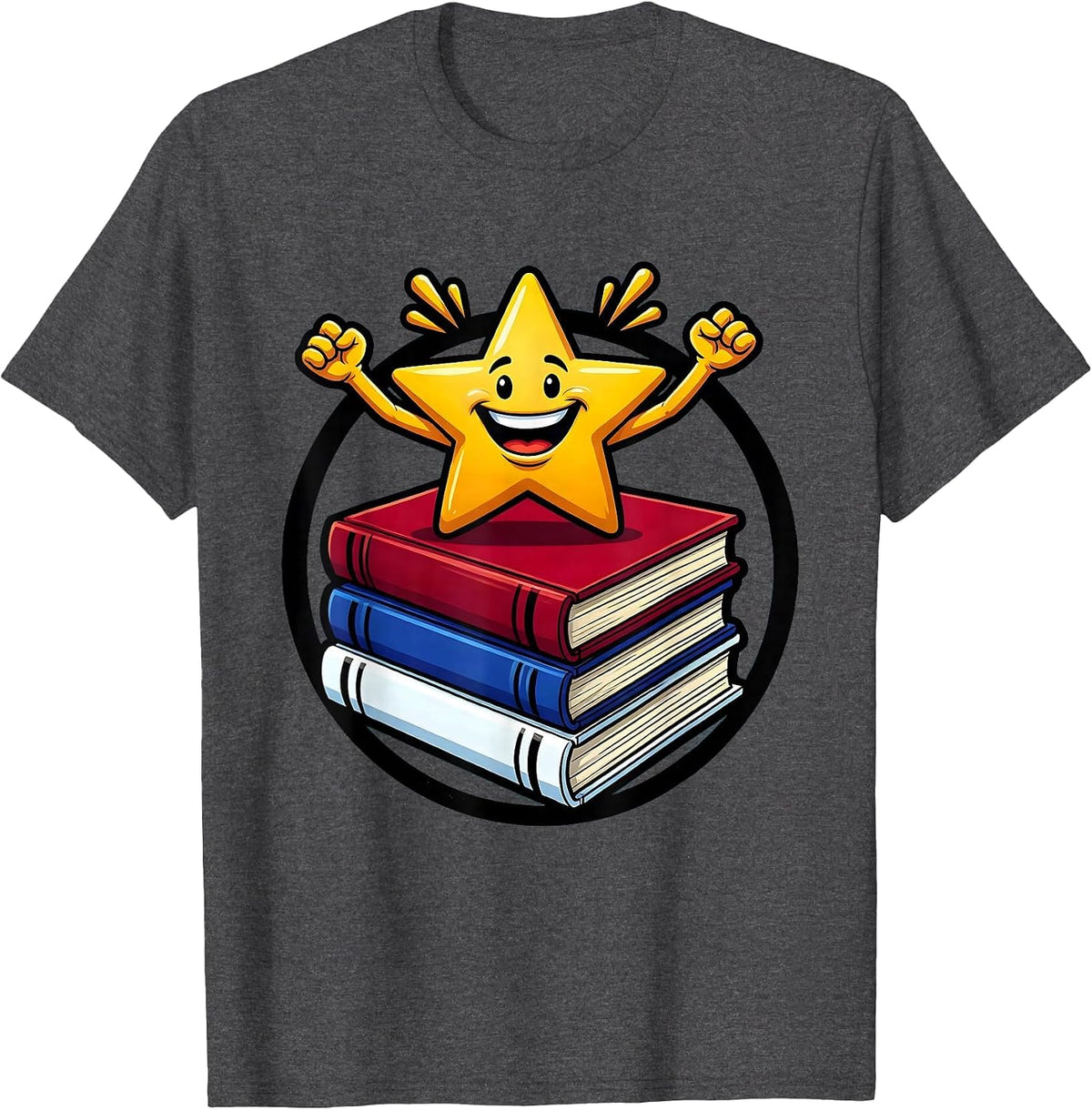 Men's Special Education Teacher Star Books Graphic T-Shirt - Dark Heather Grey