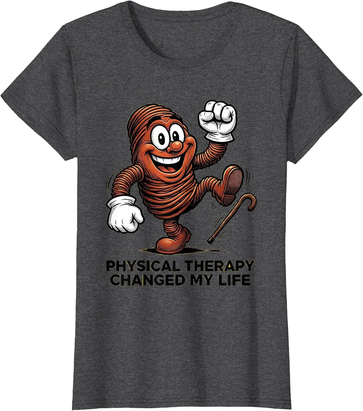 Women's Physical Therapy Changed My Life Inspirational Design T-Shirt - Dark Heather Grey