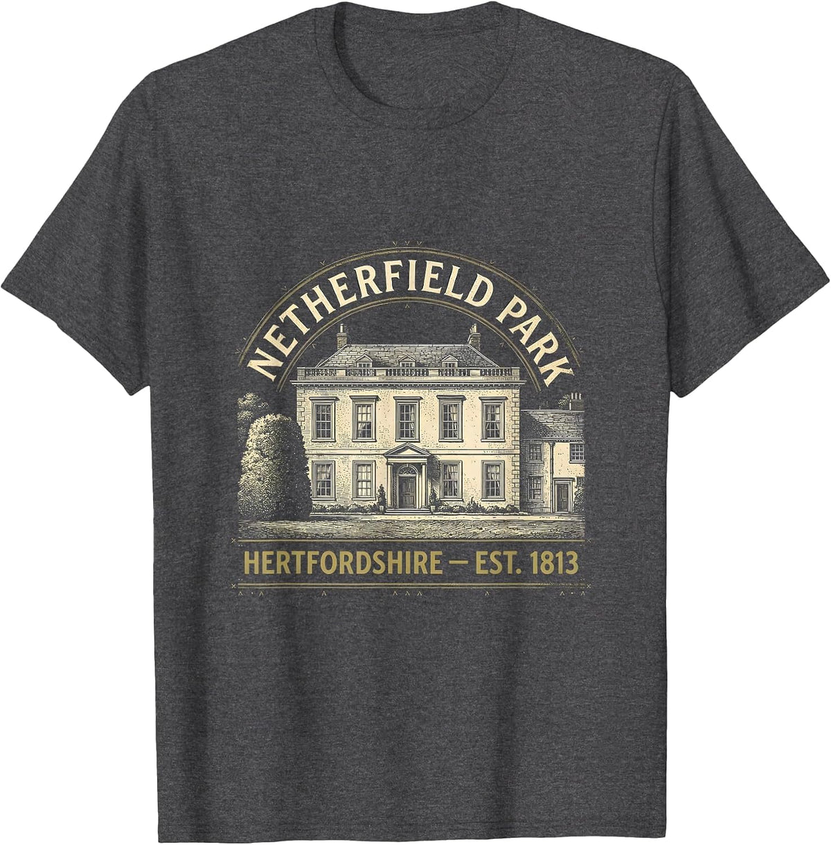Men's Netherfield Park, Hertfordshire — Est. 1813 Bookish T-Shirt - Dark Heather Grey