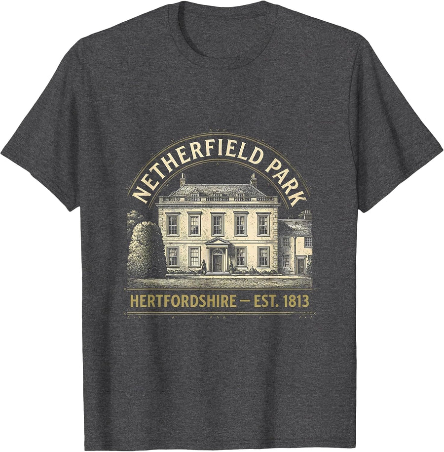 Men's Netherfield Park, Hertfordshire — Est. 1813 Bookish T-Shirt - Dark Heather Grey