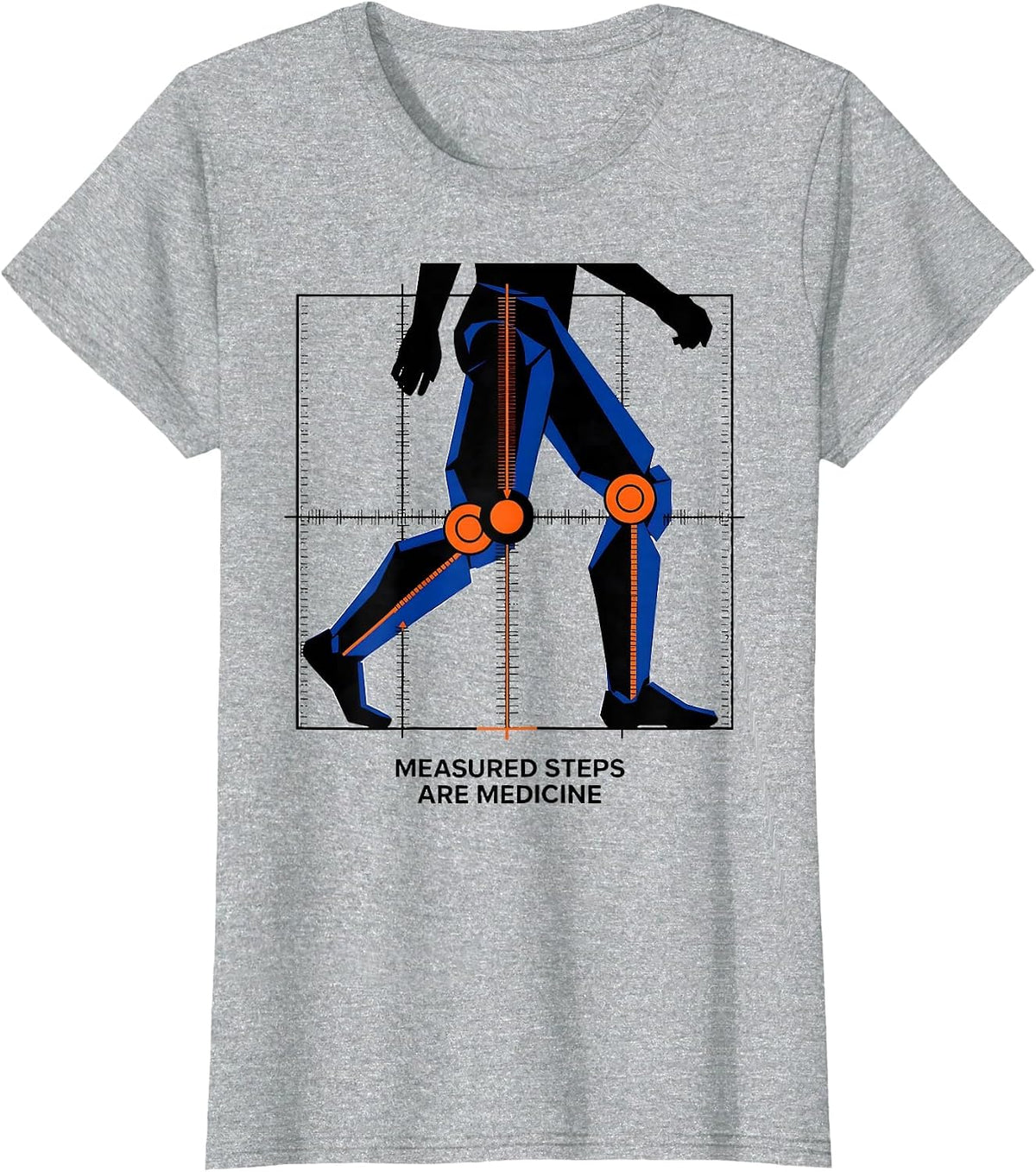 Measured Steps Are Medicine Geometric Physical Therapy PT T-Shirt - Heather Grey