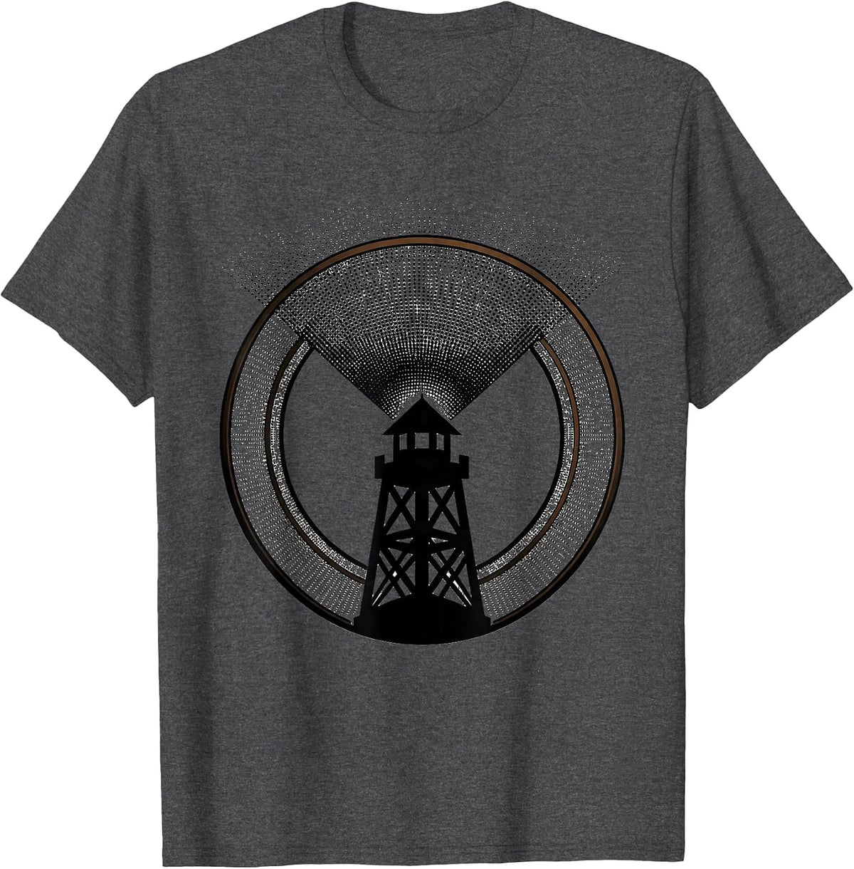 Men's Guard Tower Searchlight Security Graphic Tee T-Shirt - Dark Heather Grey