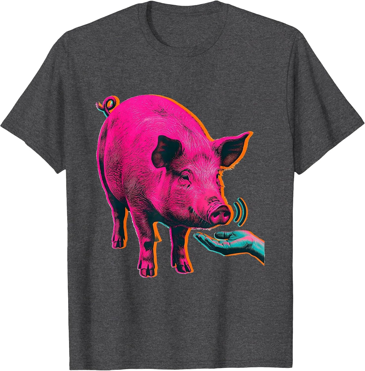 Rounded Pig Silhouette Funny Guinea Pig Lover Gift T-Shirt - Dark Heather Grey