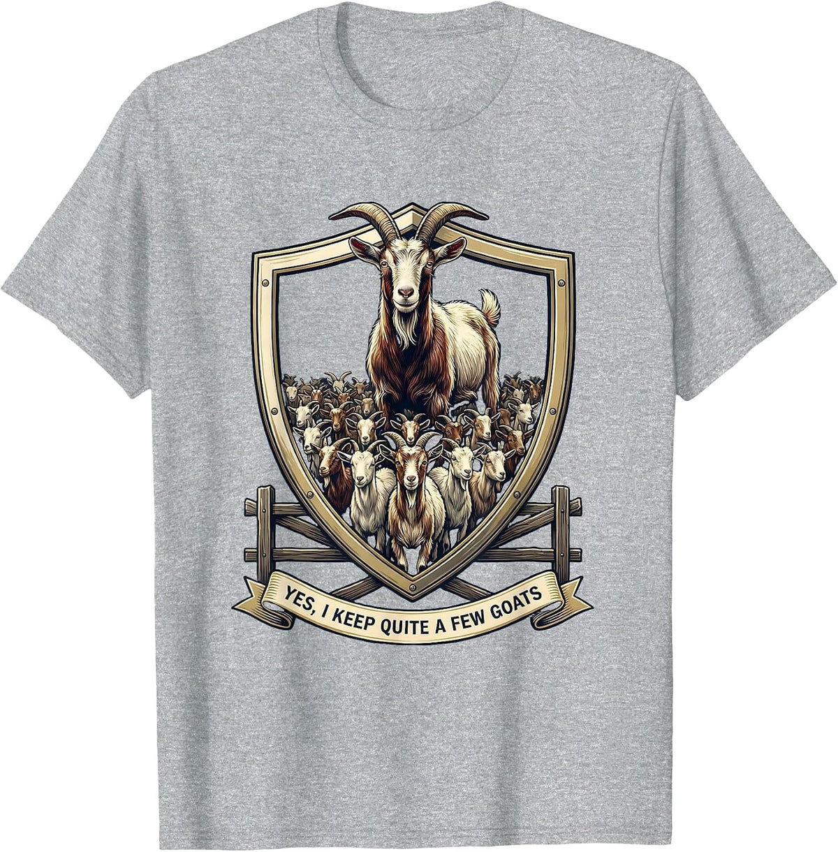 Men's Yes I Keep Quite A Few Goats Funny Goat Lover Farm Animal T-Shirt - Heather Grey