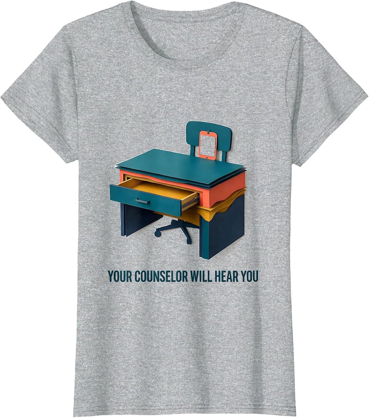Your Counselor Will Hear You Groovy Retro School Counselor T-Shirt - Heather Grey
