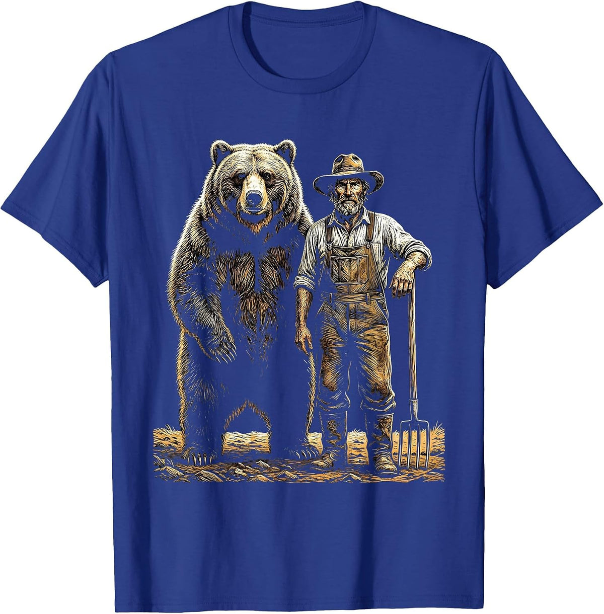 Men's We The People Bear and Farmer Illustration T-Shirt - Royal Blue