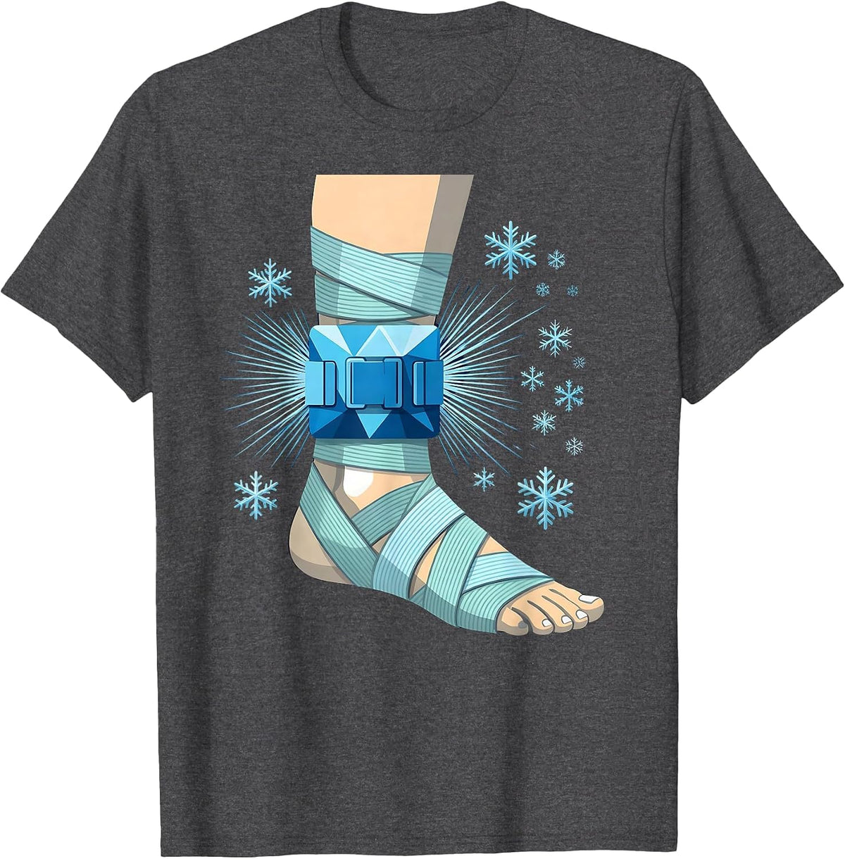 Physical Therapy Iced Ankle Graphic Design T-Shirt - Dark Heather Grey