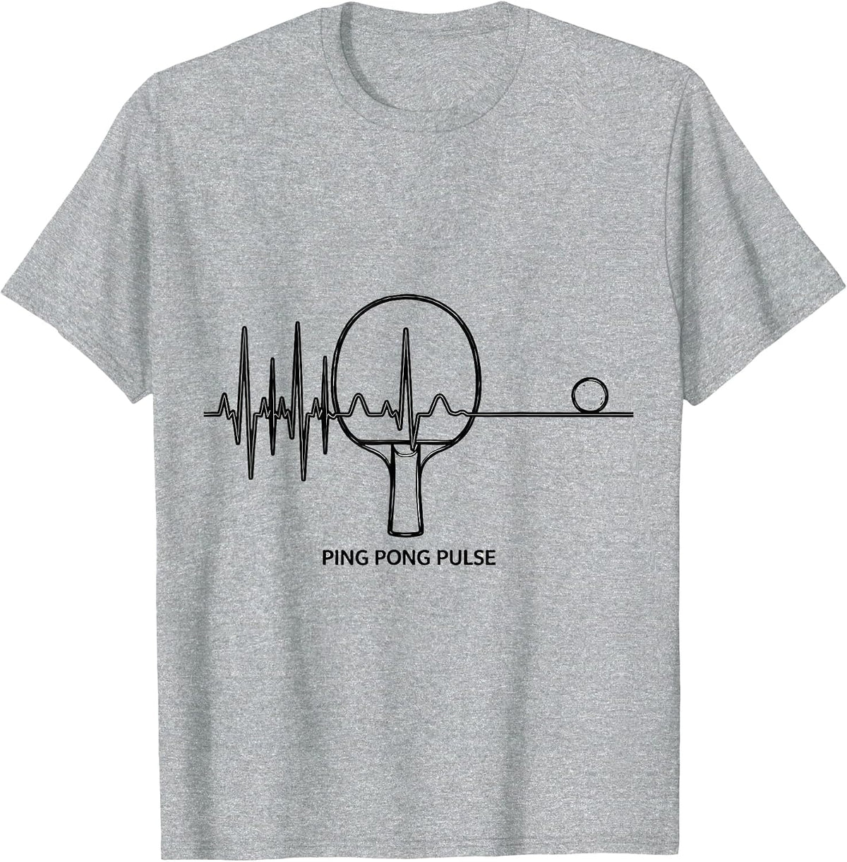 Men's Ping Pong Pulse Line Art EKG Heartbeat Pulse Hobbyist Gift T-Shirt - Heather Grey