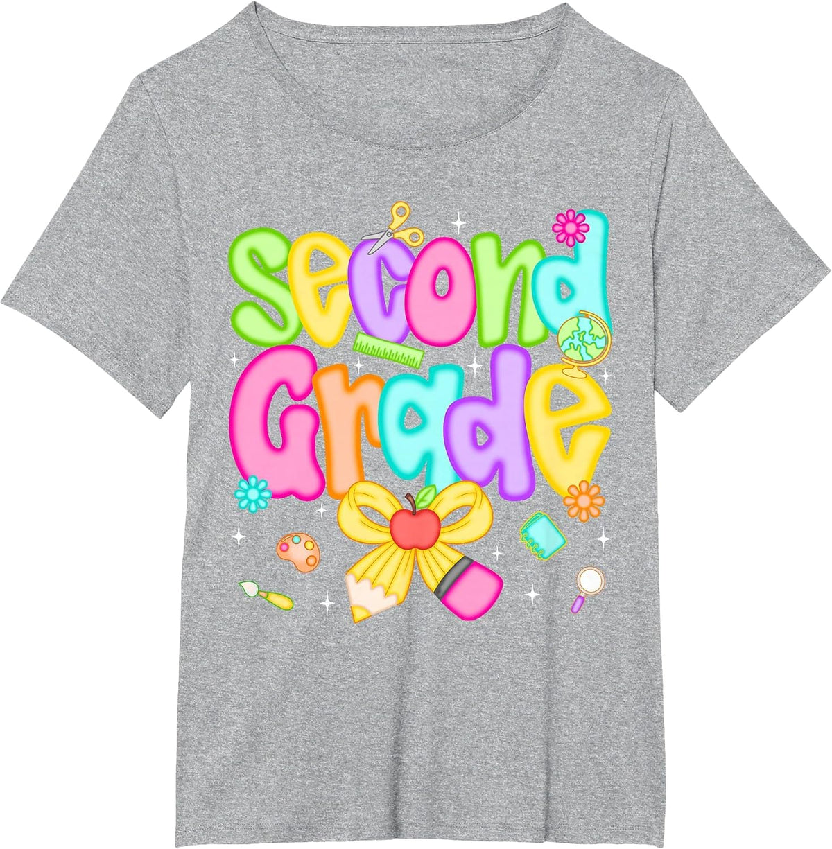 Preppy Second Grade Back to School 2nd Grade Teacher Girls T-Shirt - Heather Grey