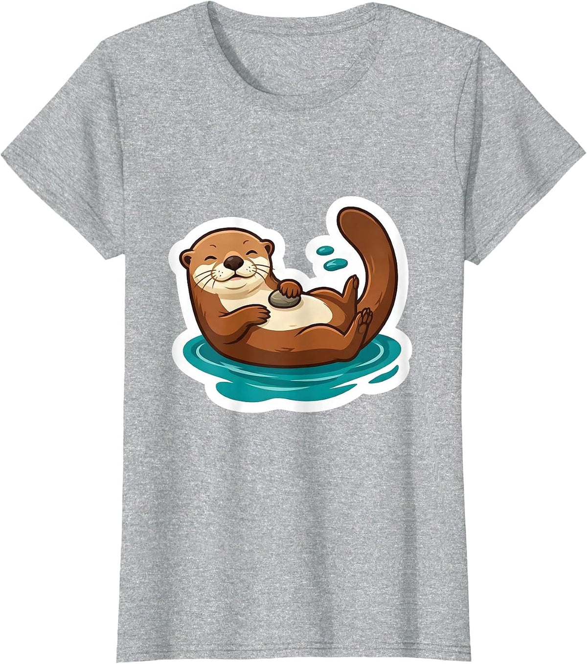 Sea Otter Floating Calm Nature Humor Gift T-Shirt - Heather Grey