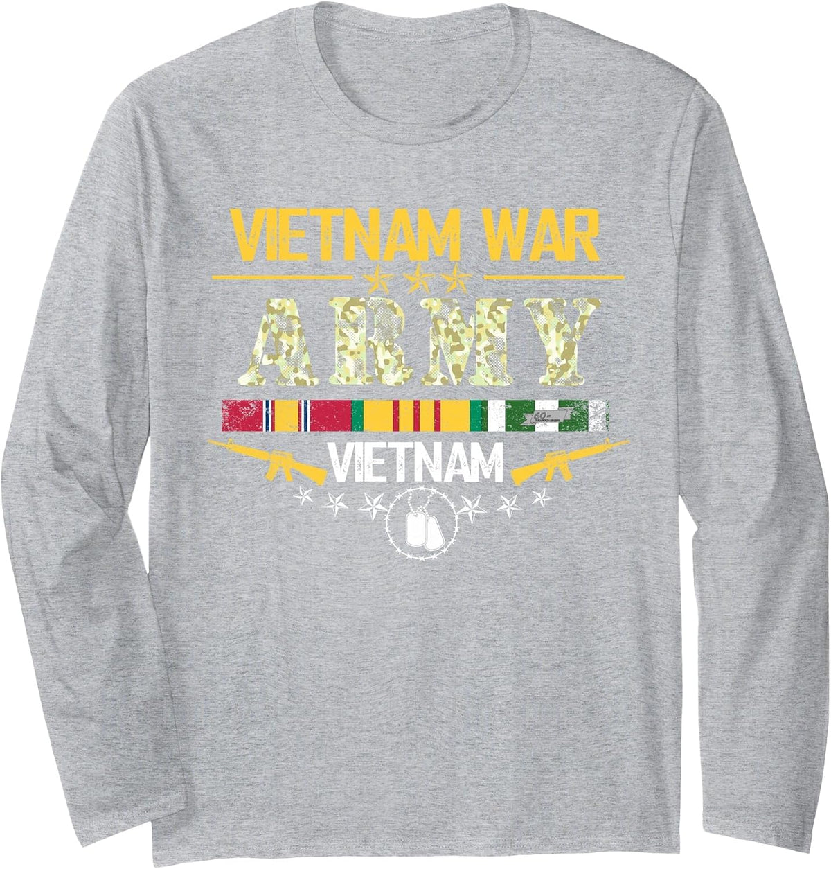 Vietnam Veteran War Army T Shirt for Those Who Served Long Sleeve T-Shirt - Adult Unisex Heather Grey