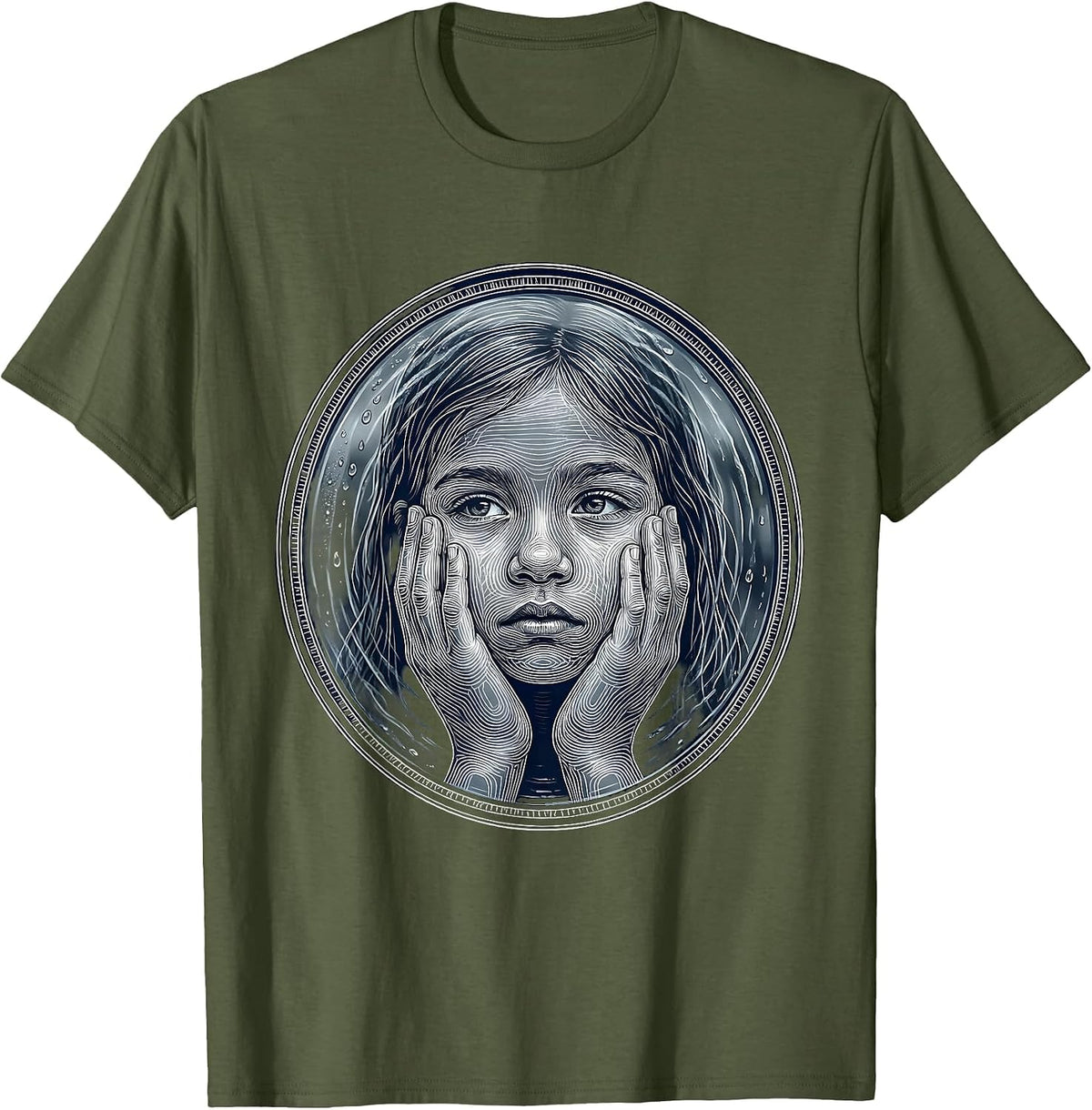 Autism Awareness Foggy Window Reflection Art T-Shirt - Olive Green
