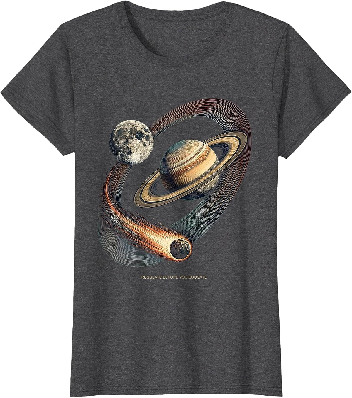 Women's Regulate Before You Educate Neurodiverse Universe Special T-Shirt - Dark Heather Grey